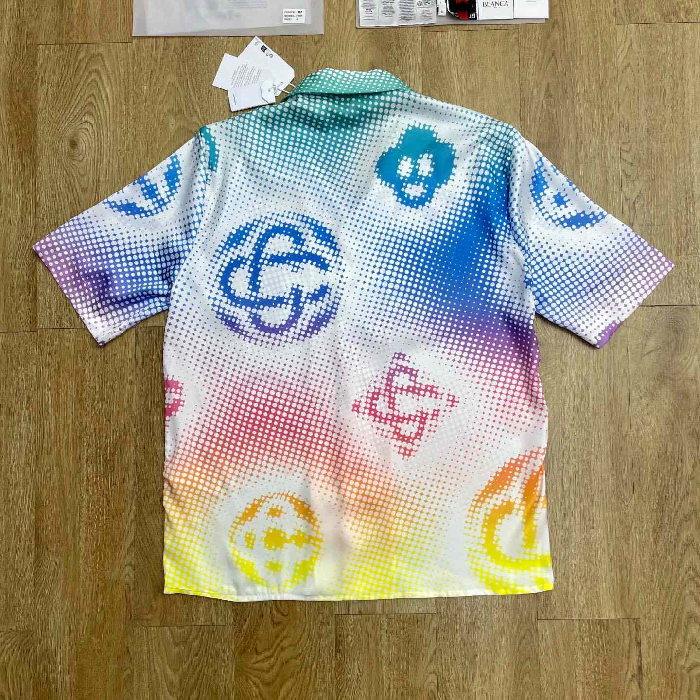 Casablanca Halftone Logo Short Sleeve Silk Shirt CA3577 - DesignerGu