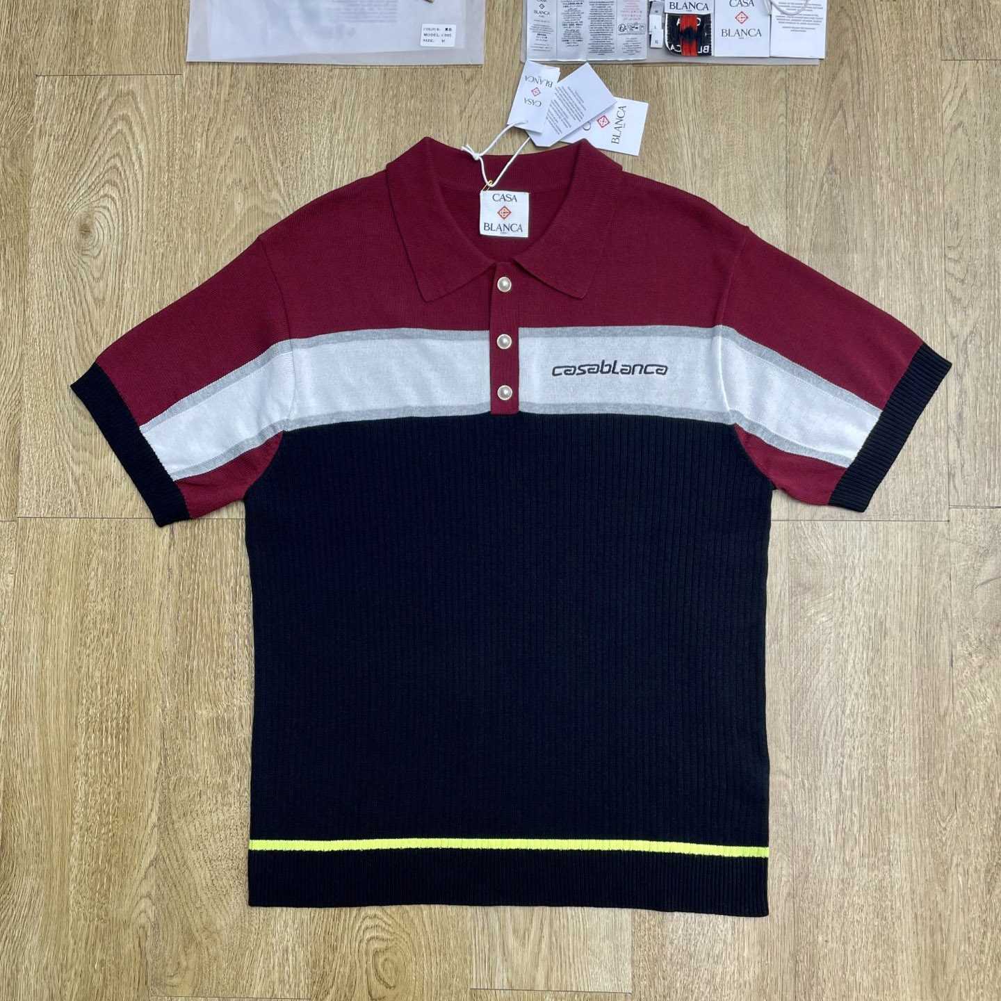 Casablanca  Stripe Merino Knit Polo D0204 - DesignerGu