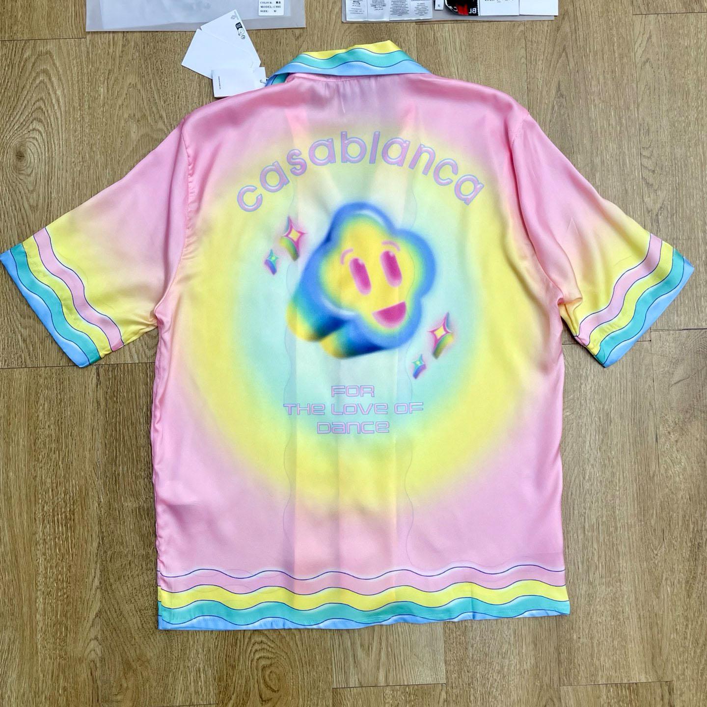 Casablanca Pink & Yellow 'For The Love Of Dance' Short Sleeve Shirt CA3575 - DesignerGu