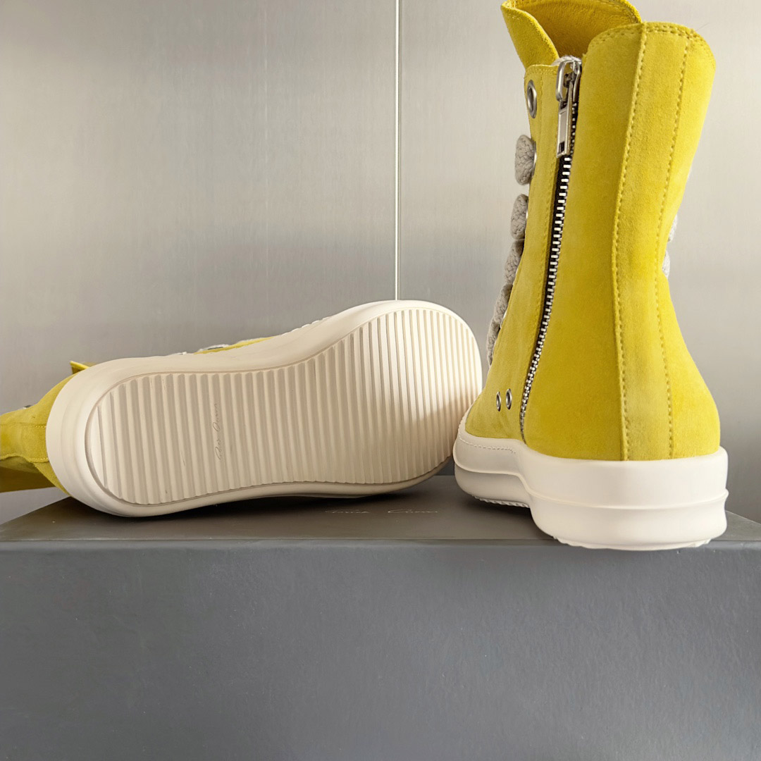 Rick Owens Yellow High Sneakers - DesignerGu