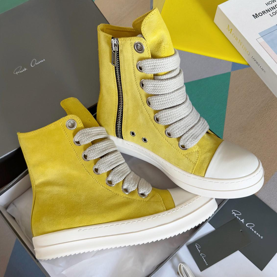 Rick Owens Yellow High Sneakers - DesignerGu