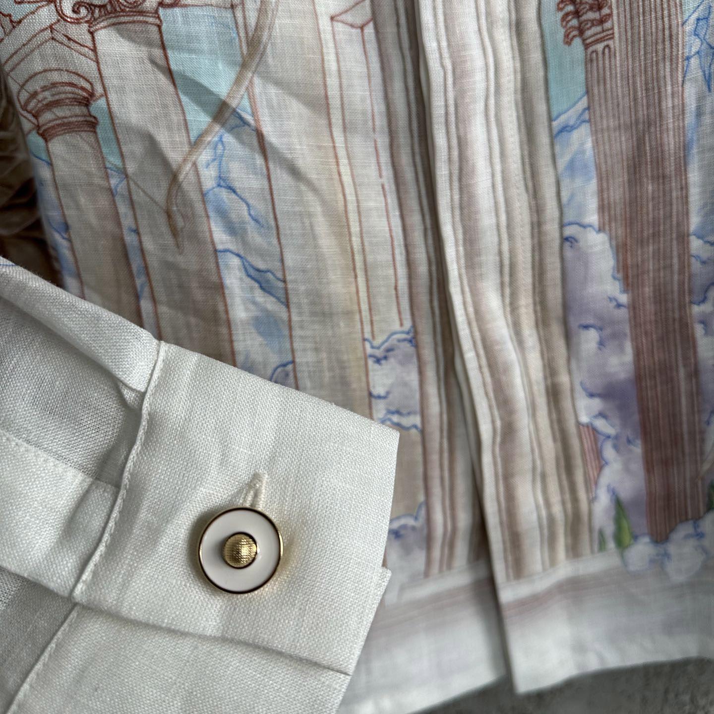 Casablanca Le Temple Du Savoir Linen Shirt - DesignerGu