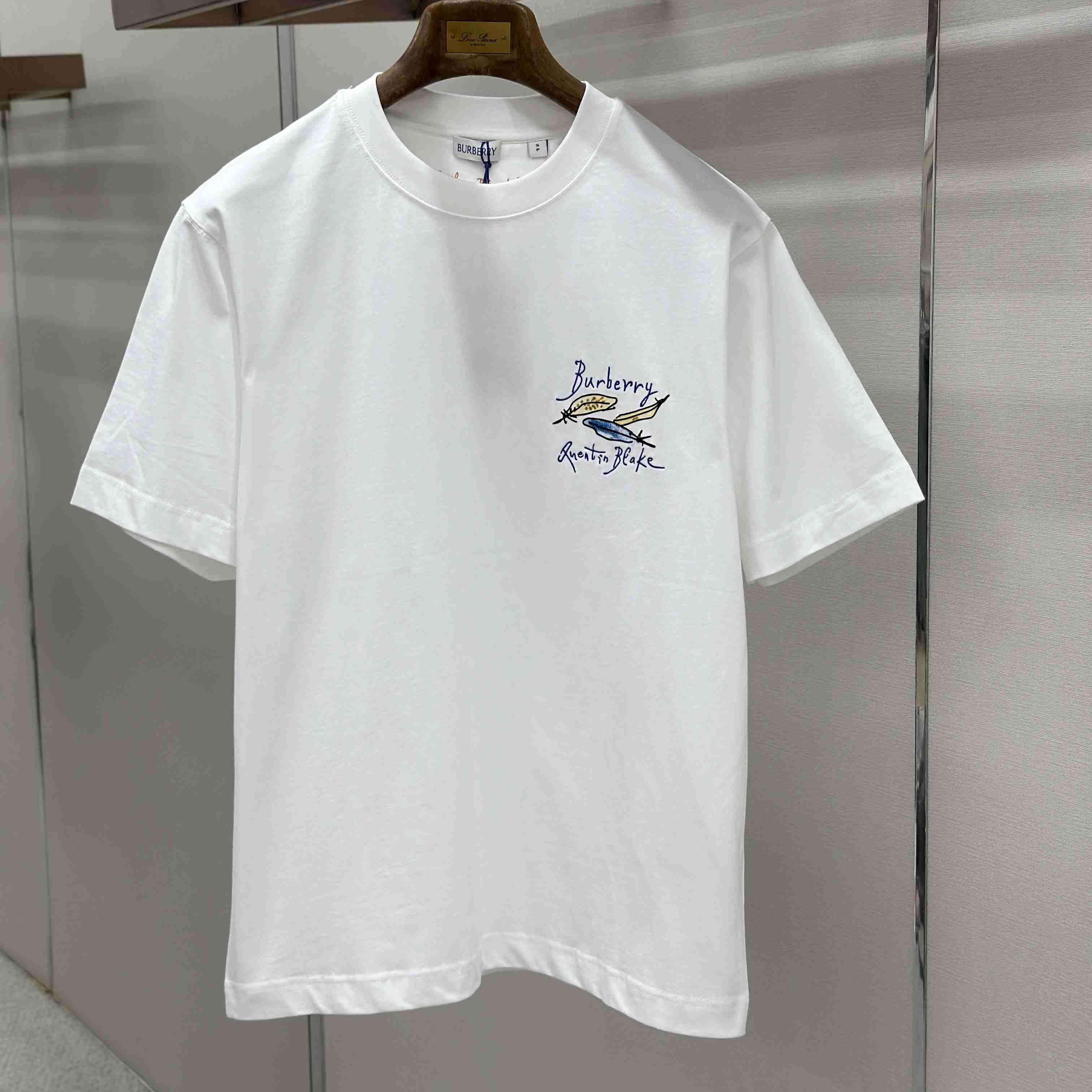 Burberry Feather Print Cotton T-shirt  'White' - DesignerGu