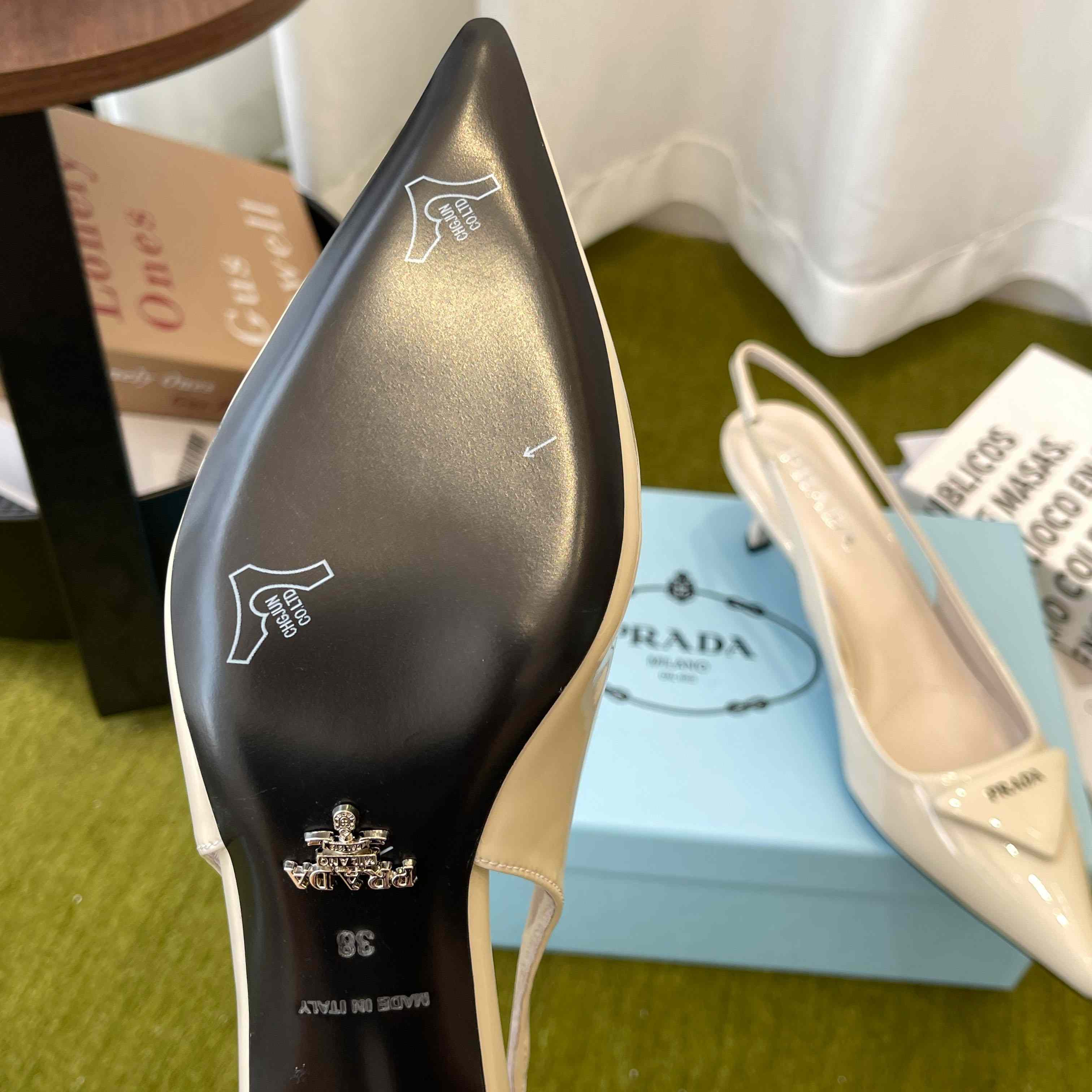 Prada Patent Leather Slingback Pumps - DesignerGu