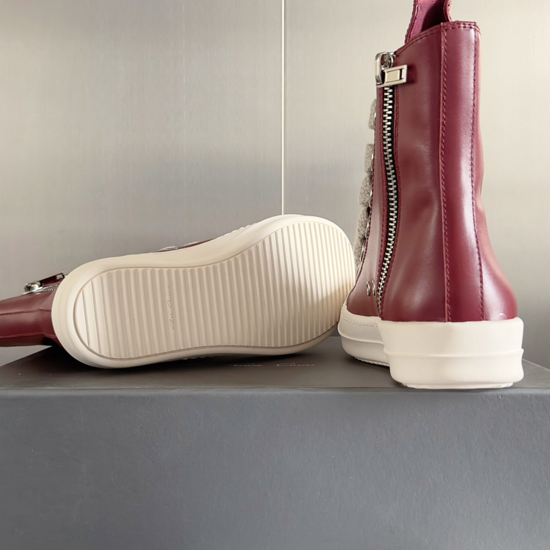 Rick Owens Red Porterville Jumbolaced Sneakers - DesignerGu