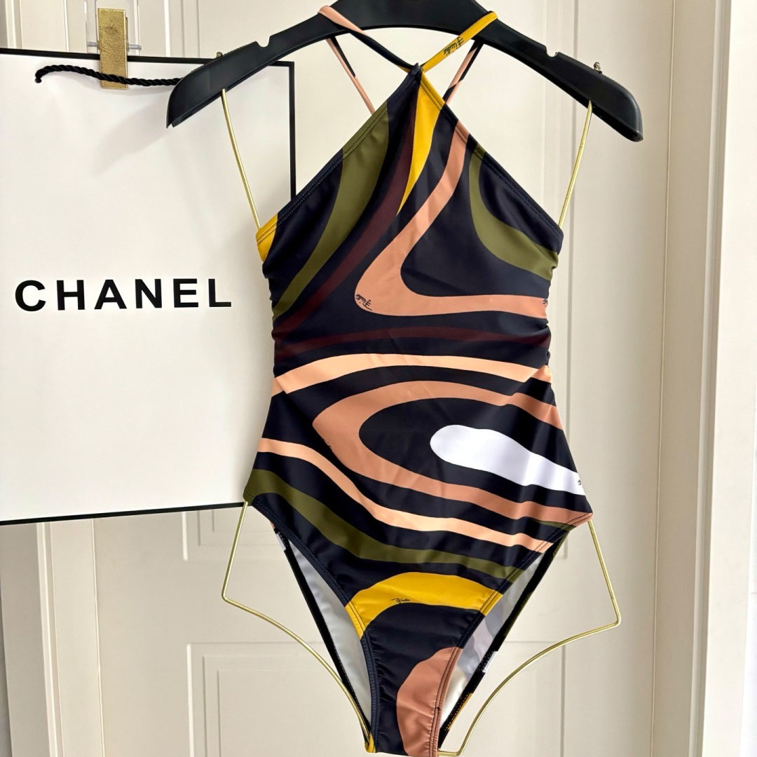 Pucci Printed Halterneck Swimsuit - DesignerGu