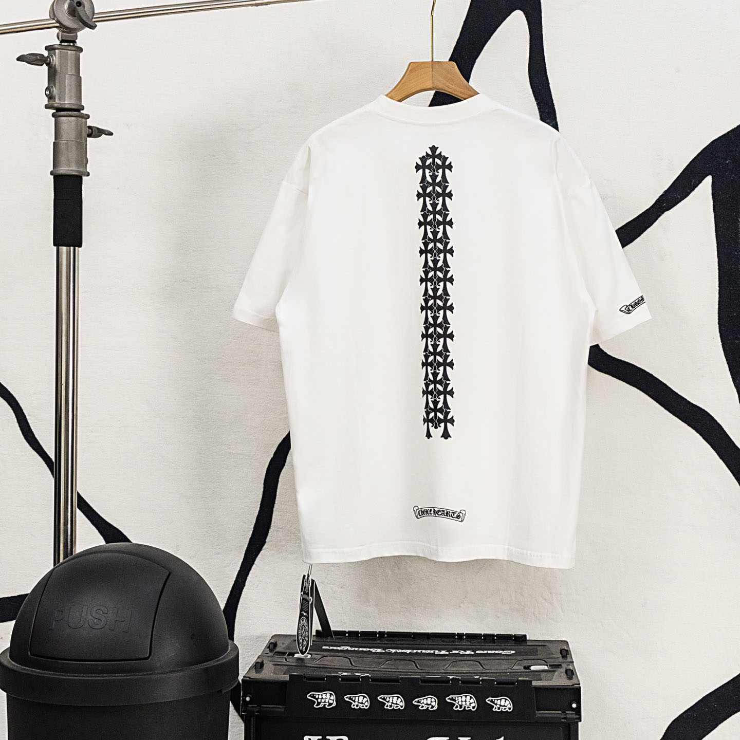 Chrome Hearts Cemetery Cross Tire Tracks T-Shirt 'White' - DesignerGu