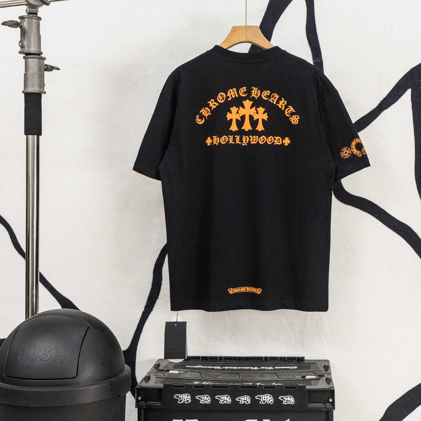 Chrome Hearts Triple Cross Hollywood Pocket Tee 'Black/Orange' - DesignerGu