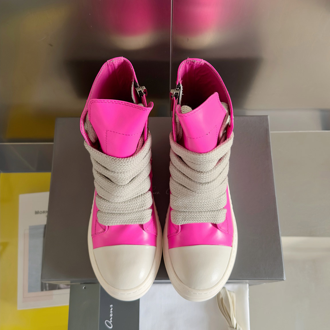 Rick Owens Pink Zip-Up Sneakers - DesignerGu