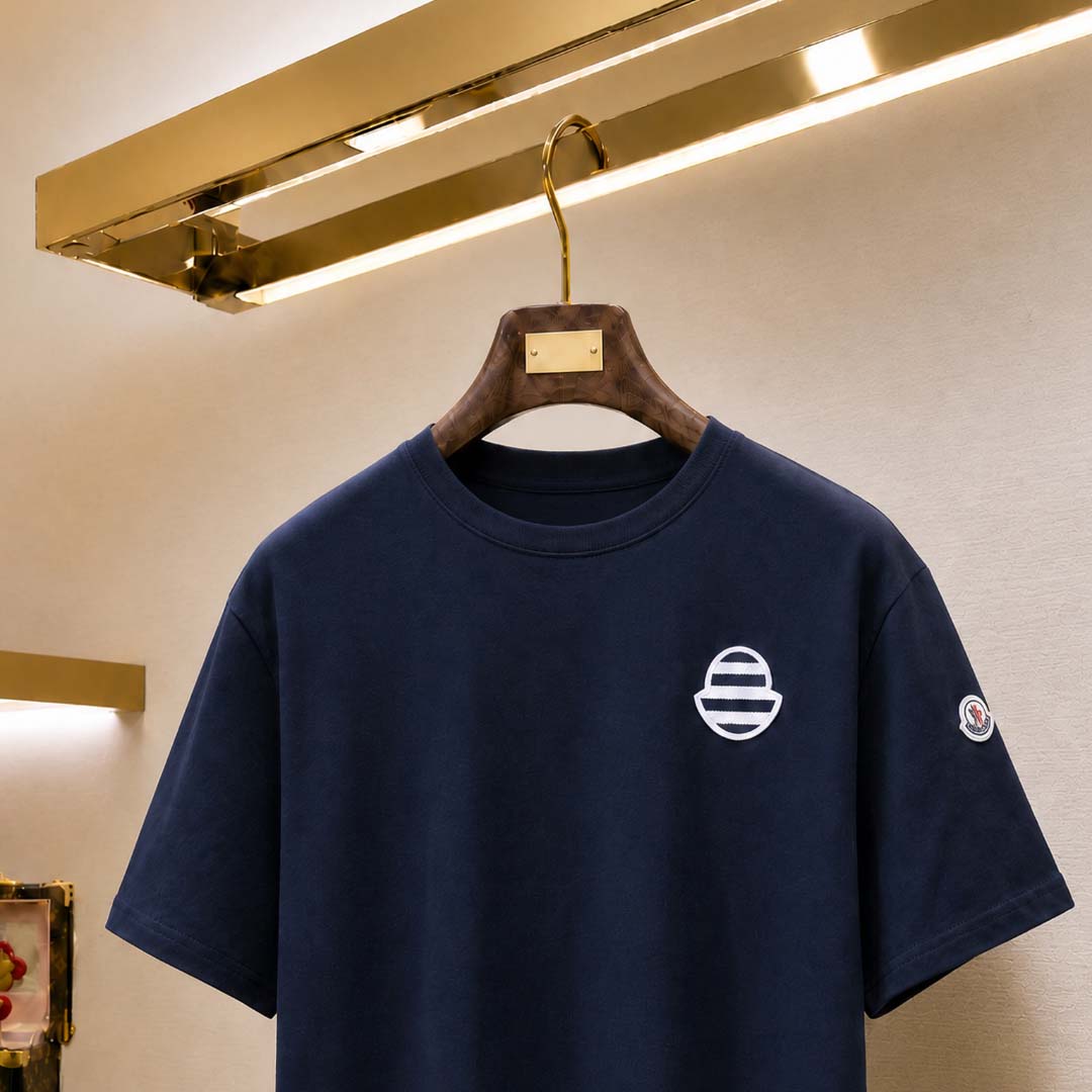 Moncler Striped Logo Cotton Jersey T-Shirt - DesignerGu