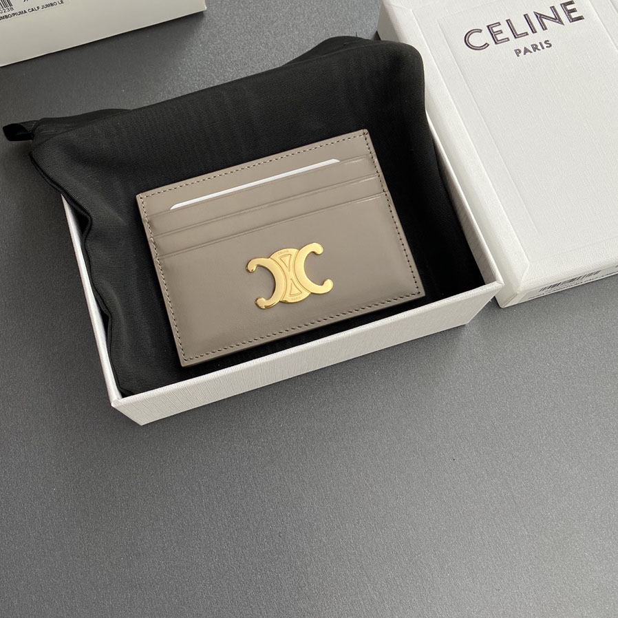 Celine Card Holder Triomphe In Shiny Calfskin  - DesignerGu