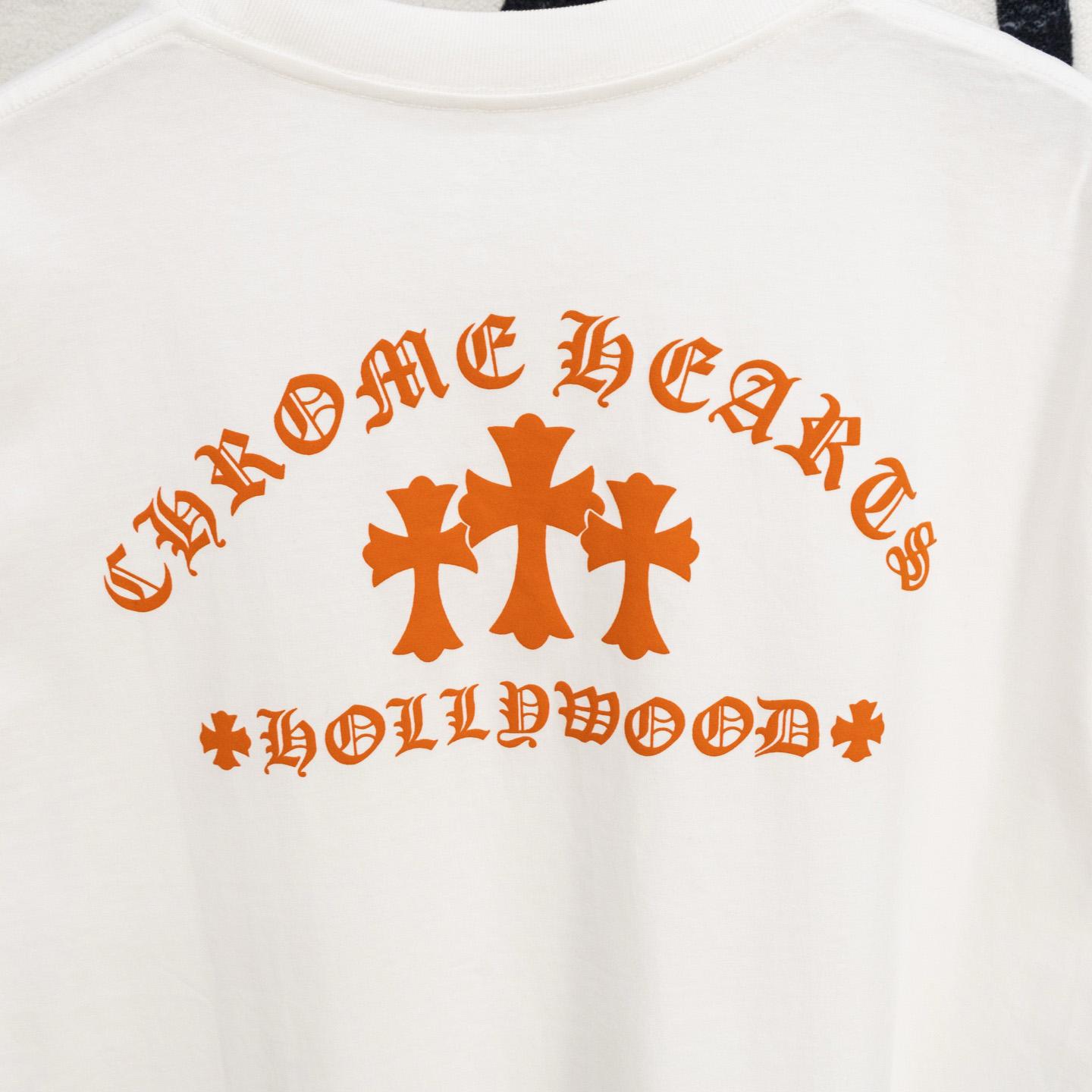 Chrome Hearts Triple Cross T-Shirt 'White/Orange' - DesignerGu