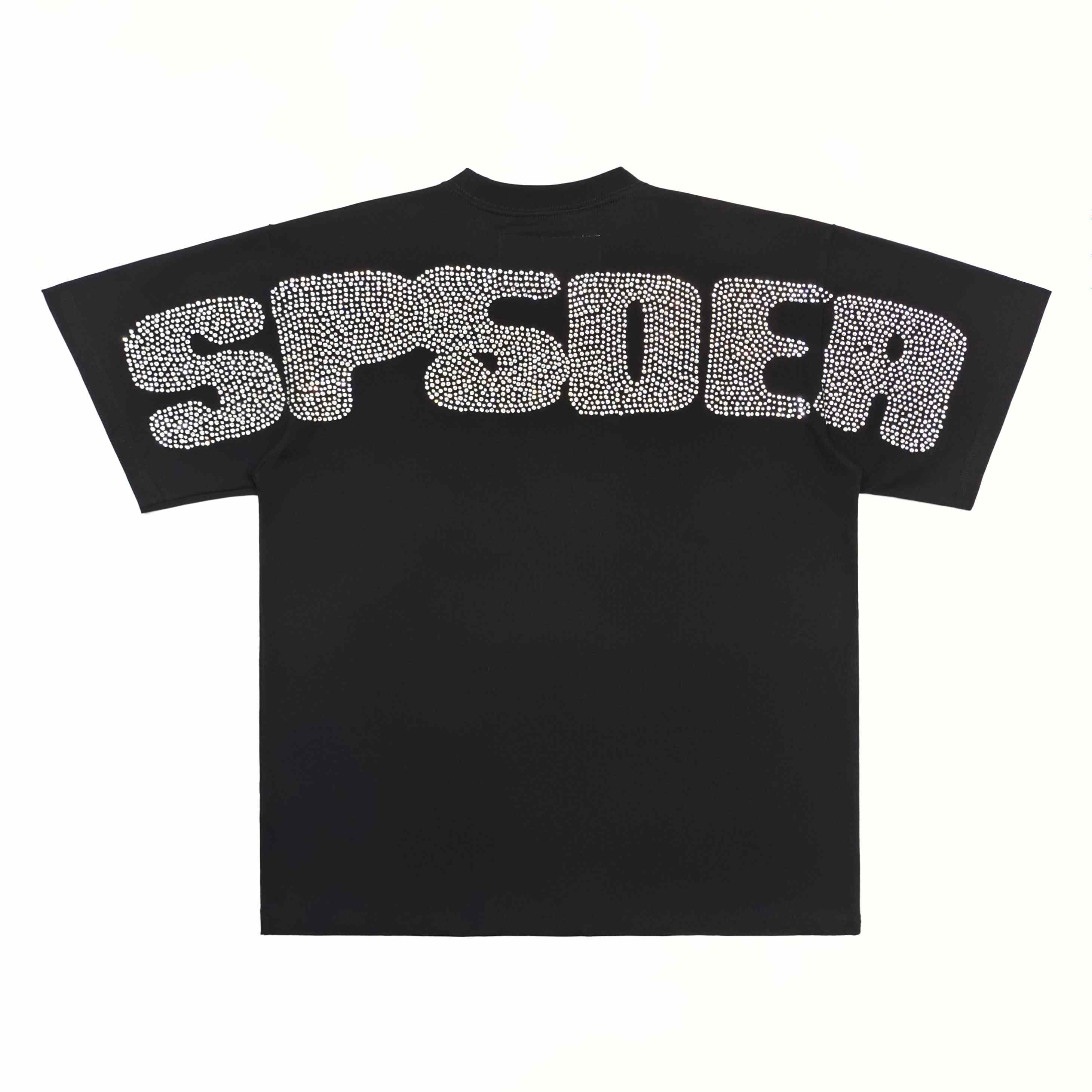 Sp5der Rhinestone Silk Tee 'Black' - DesignerGu