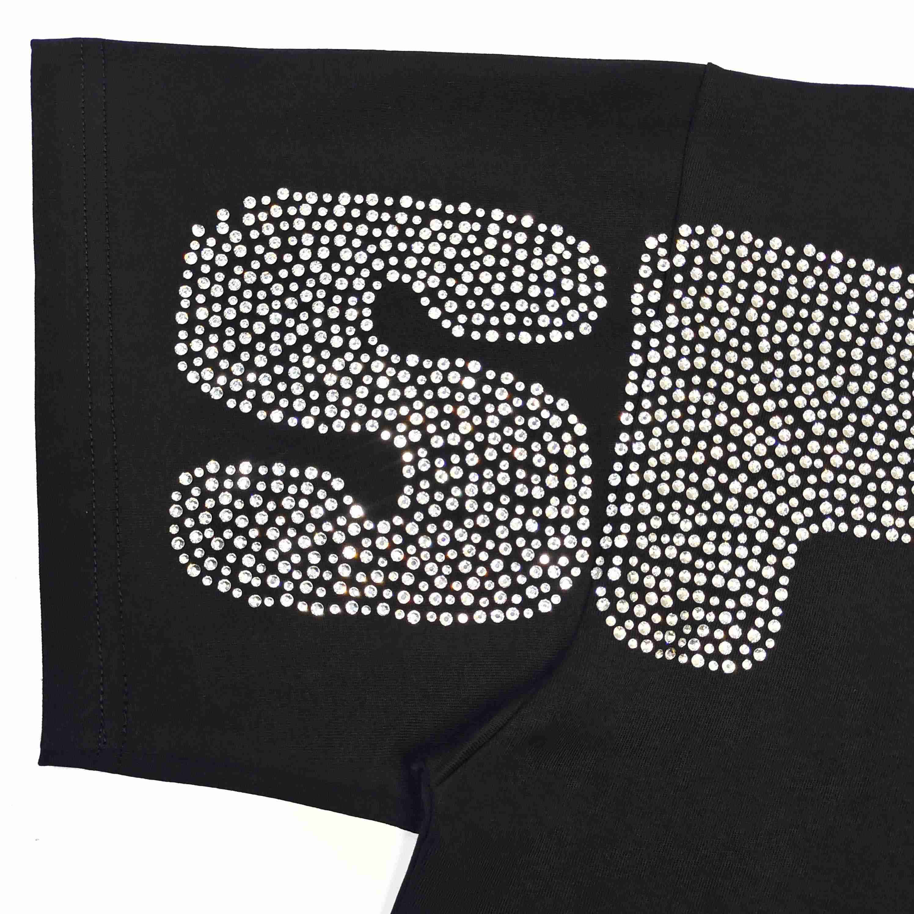Sp5der Rhinestone Silk Tee 'Black' - DesignerGu