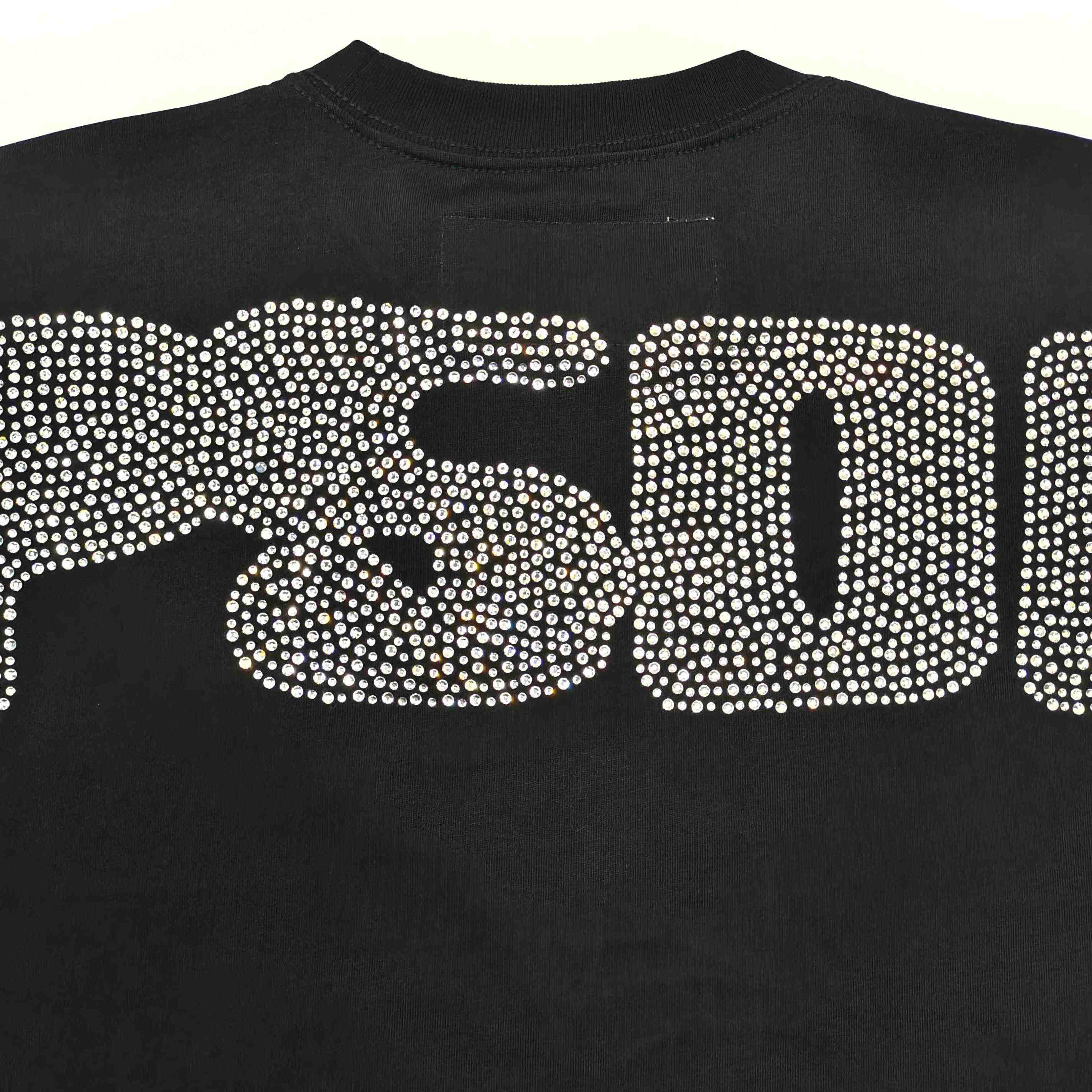 Sp5der Rhinestone Silk Tee 'Black' - DesignerGu