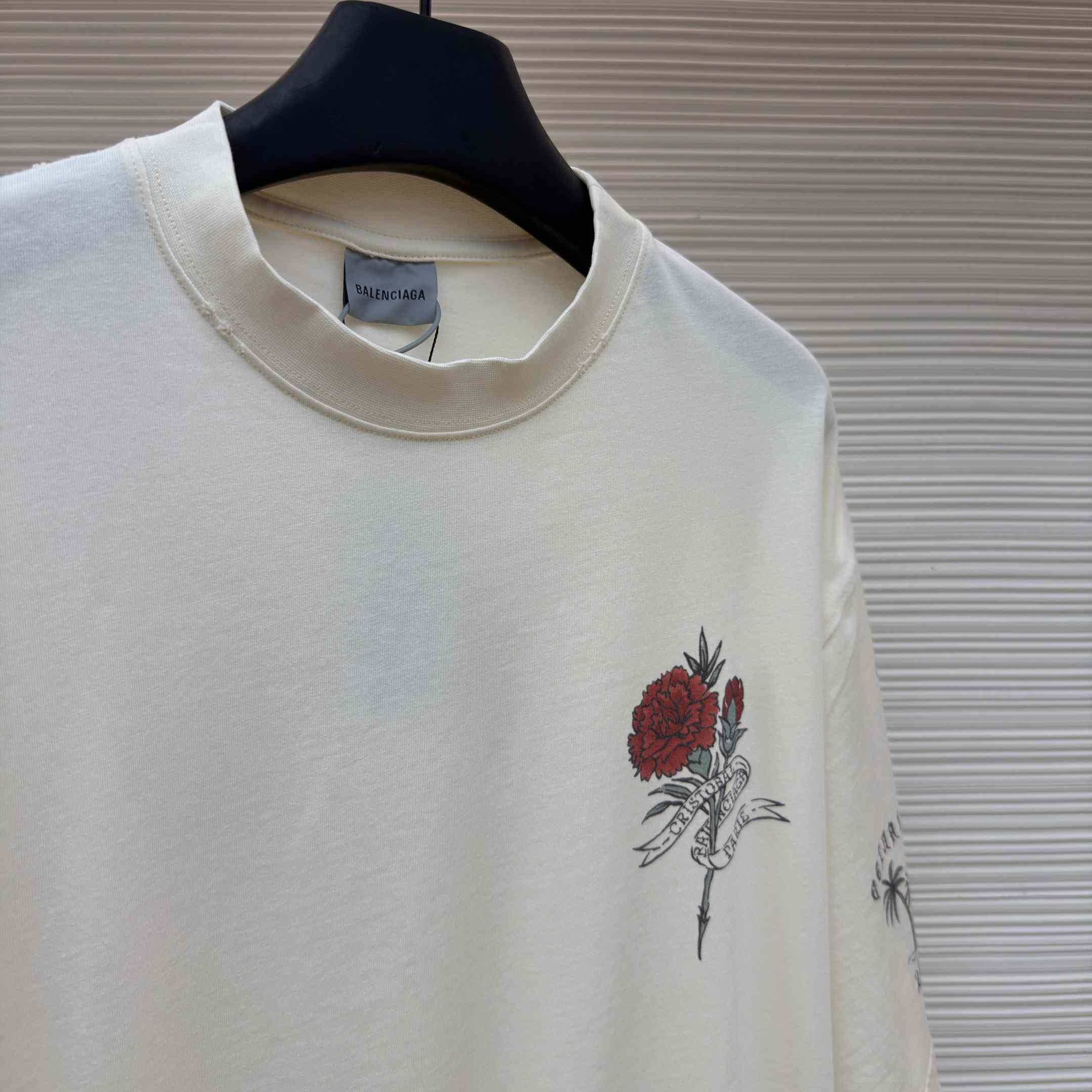 Balenciaga Tattoo Medium Fit T-shirt In Cream - DesignerGu