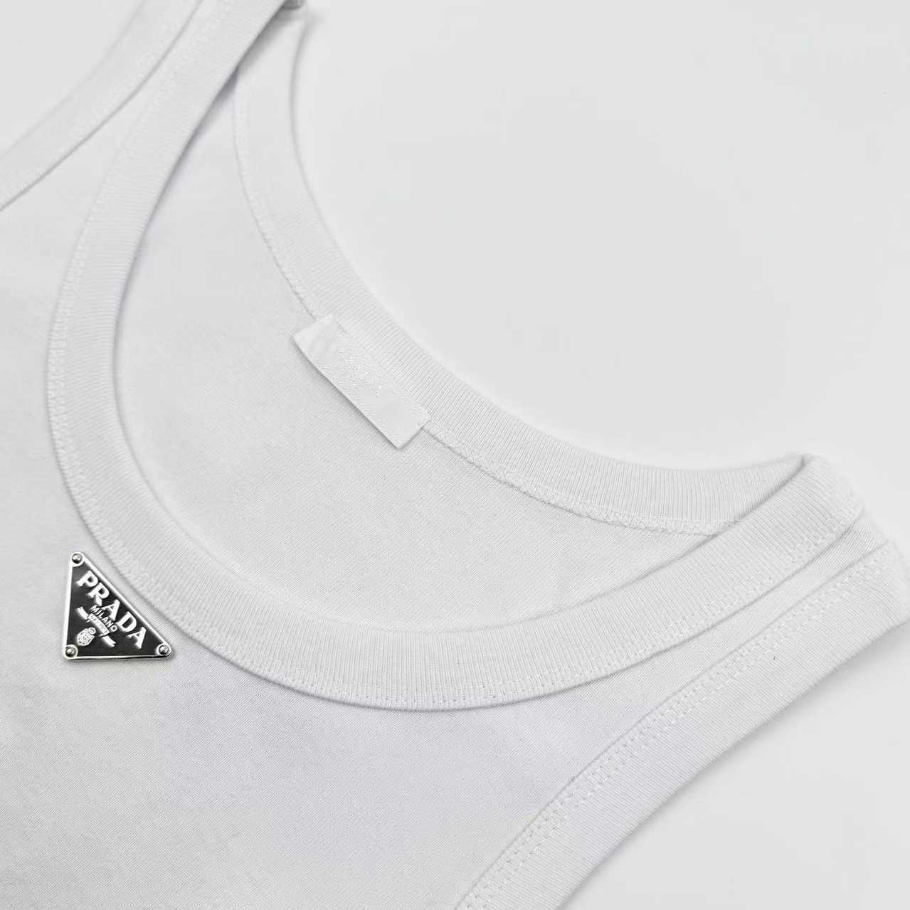 Prada Men's Black Logo Plaque Tank Top - DesignerGu