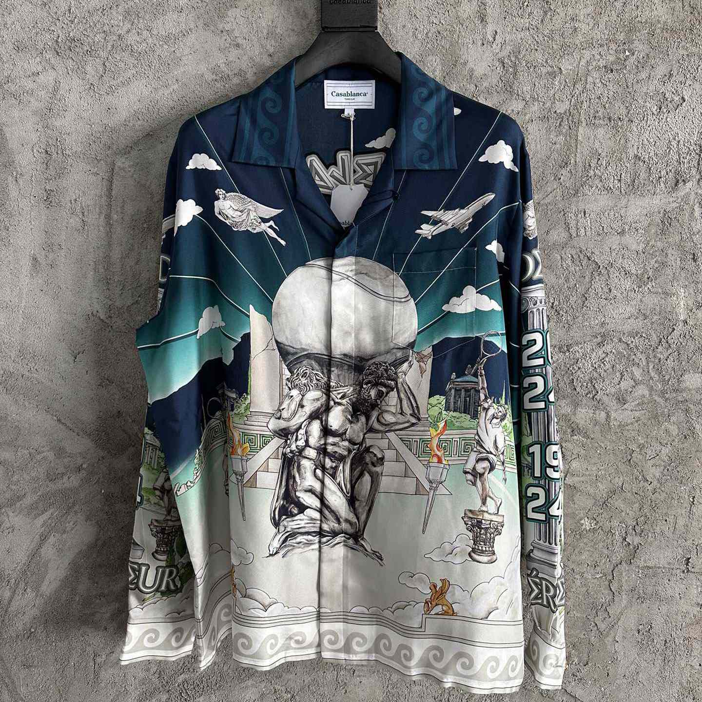 Casablanca Le Temple Du Sport Long Sleeve Silk Shirt - DesignerGu