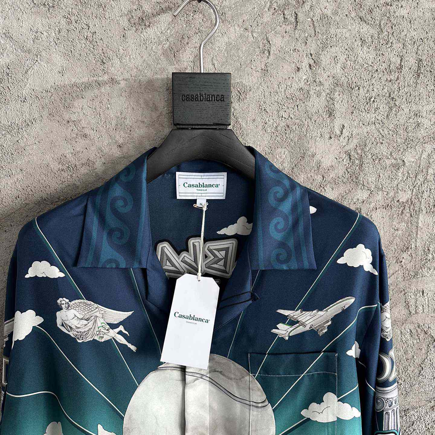 Casablanca Le Temple Du Sport Long Sleeve Silk Shirt - DesignerGu
