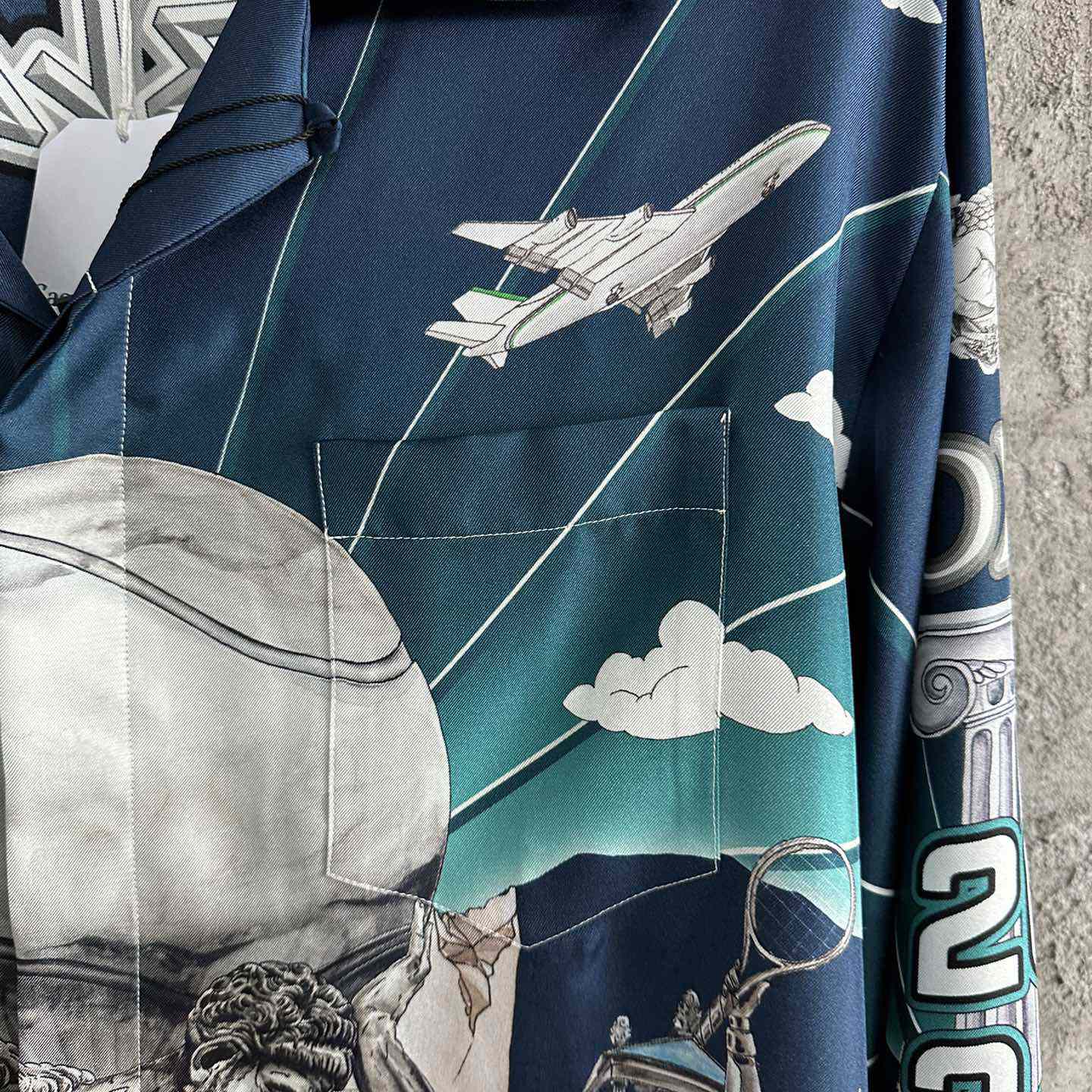 Casablanca Le Temple Du Sport Long Sleeve Silk Shirt - DesignerGu