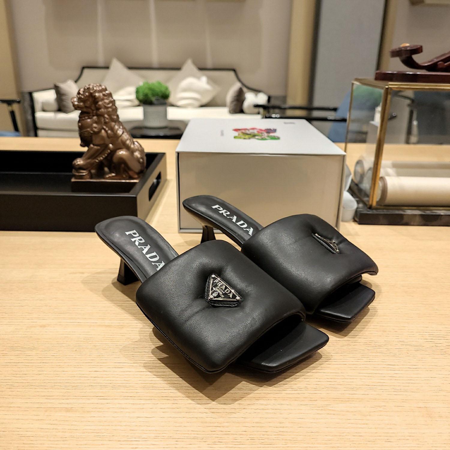 Prada Soft Padded Nappa Sandals - DesignerGu