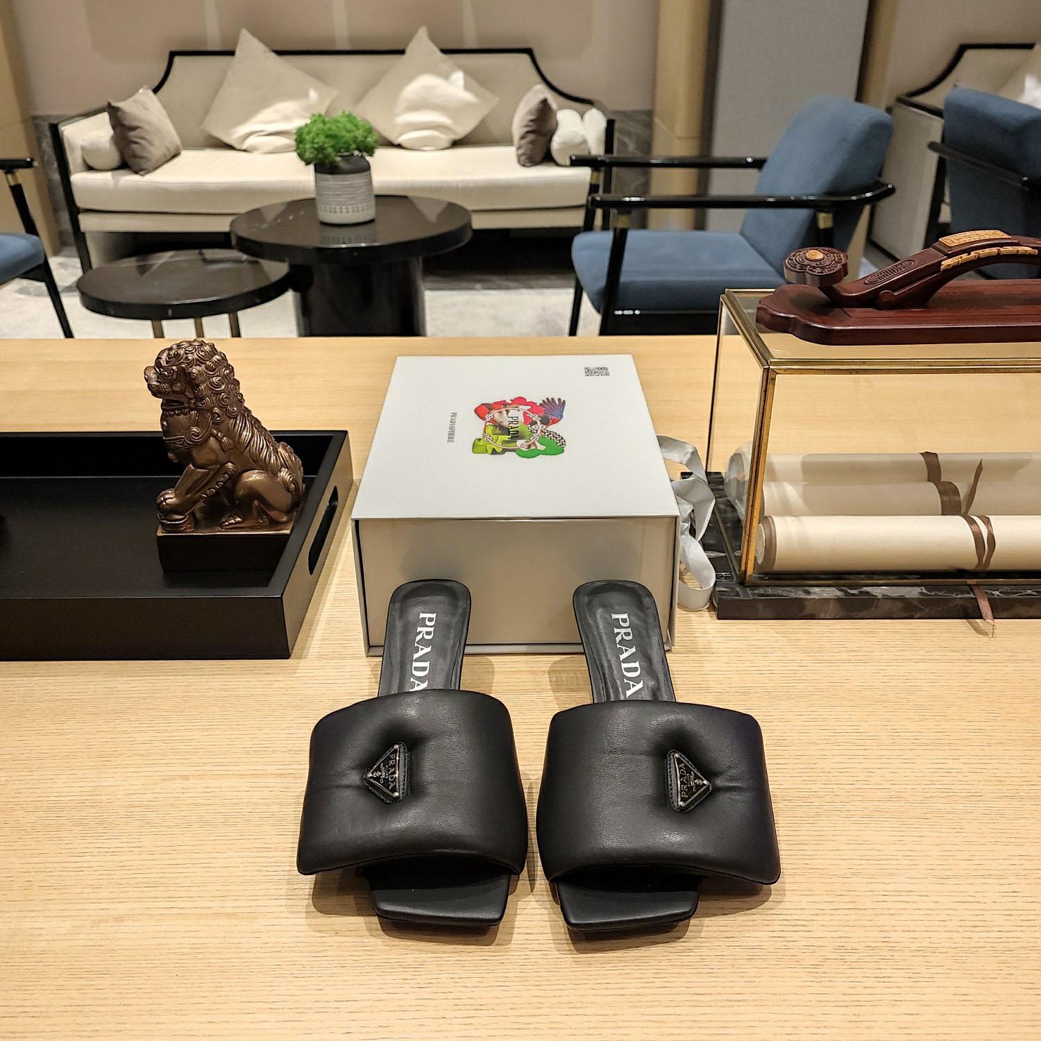 Prada Soft Padded Nappa Sandals - DesignerGu