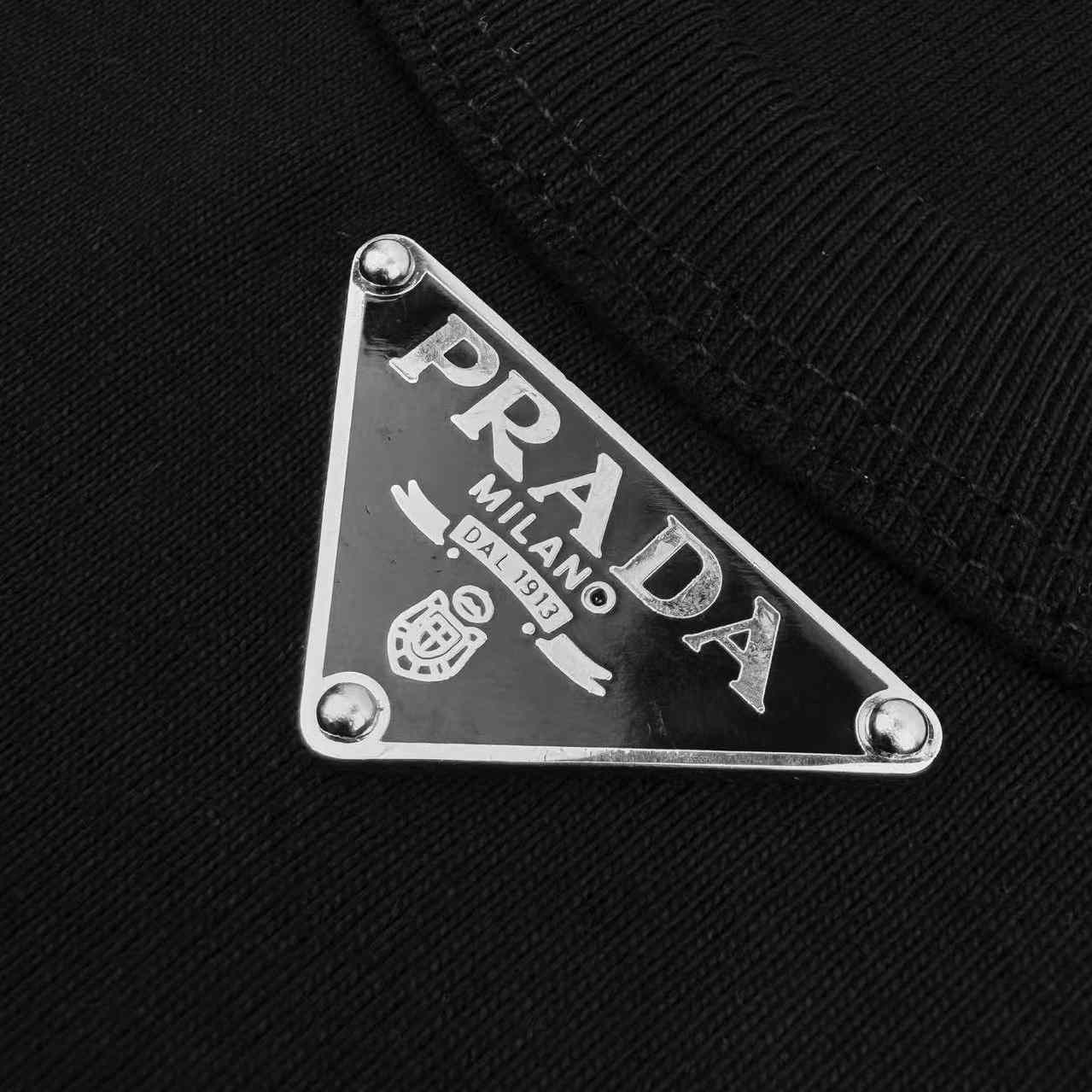 Prada Men's Black Logo Plaque Tank Top - DesignerGu