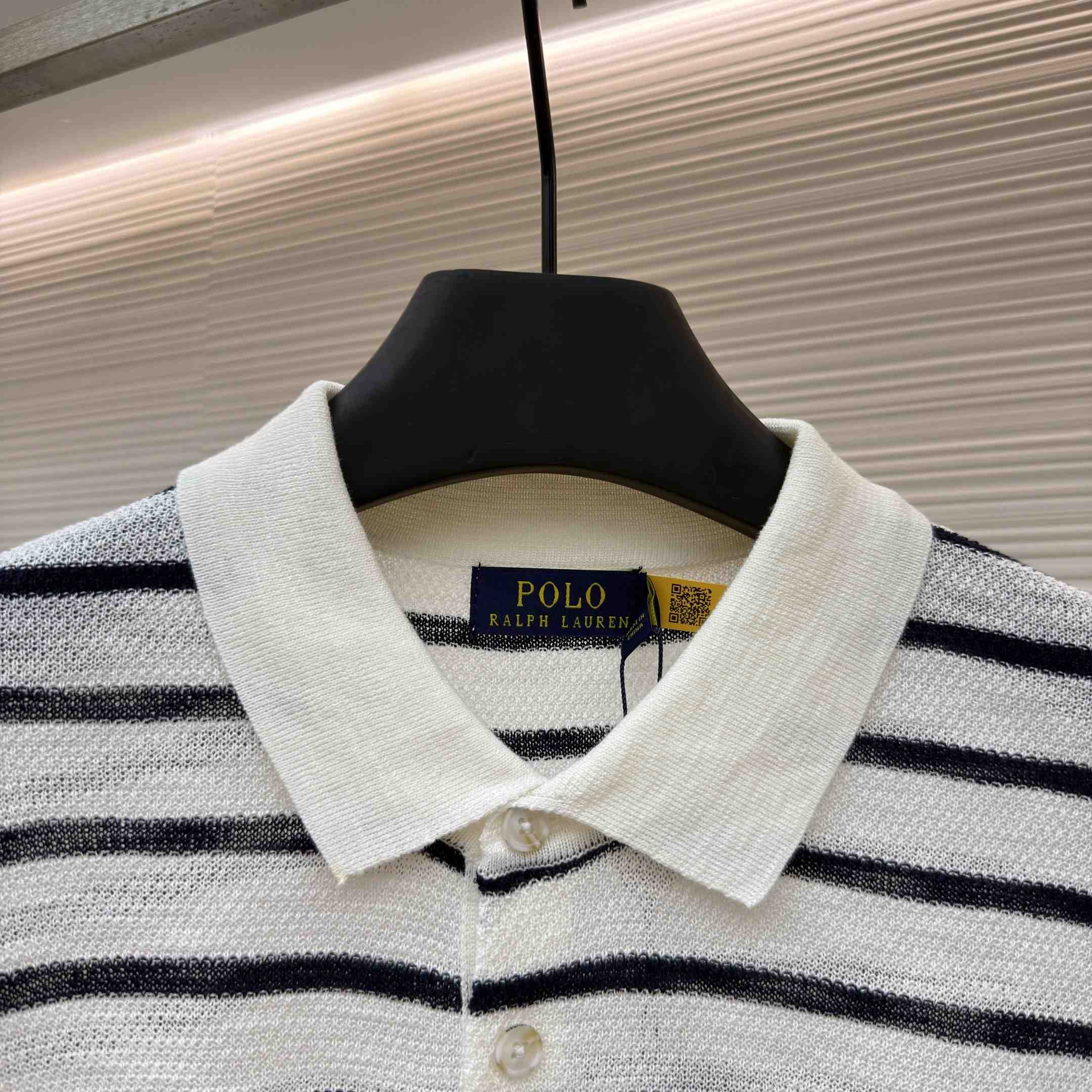 Ralph Lauren Striped Cotton-Linen Polo Sweater - DesignerGu