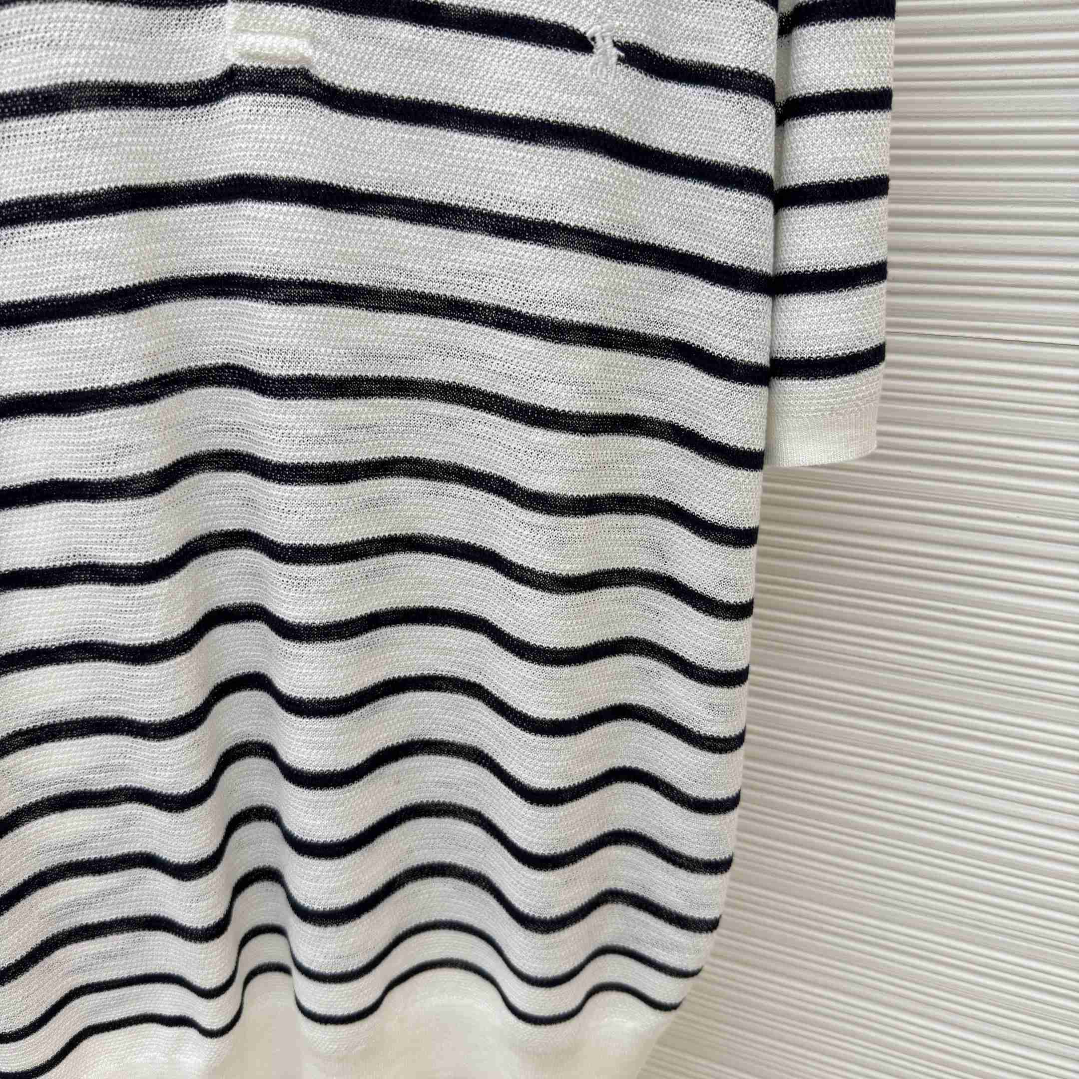 Ralph Lauren Striped Cotton-Linen Polo Sweater - DesignerGu