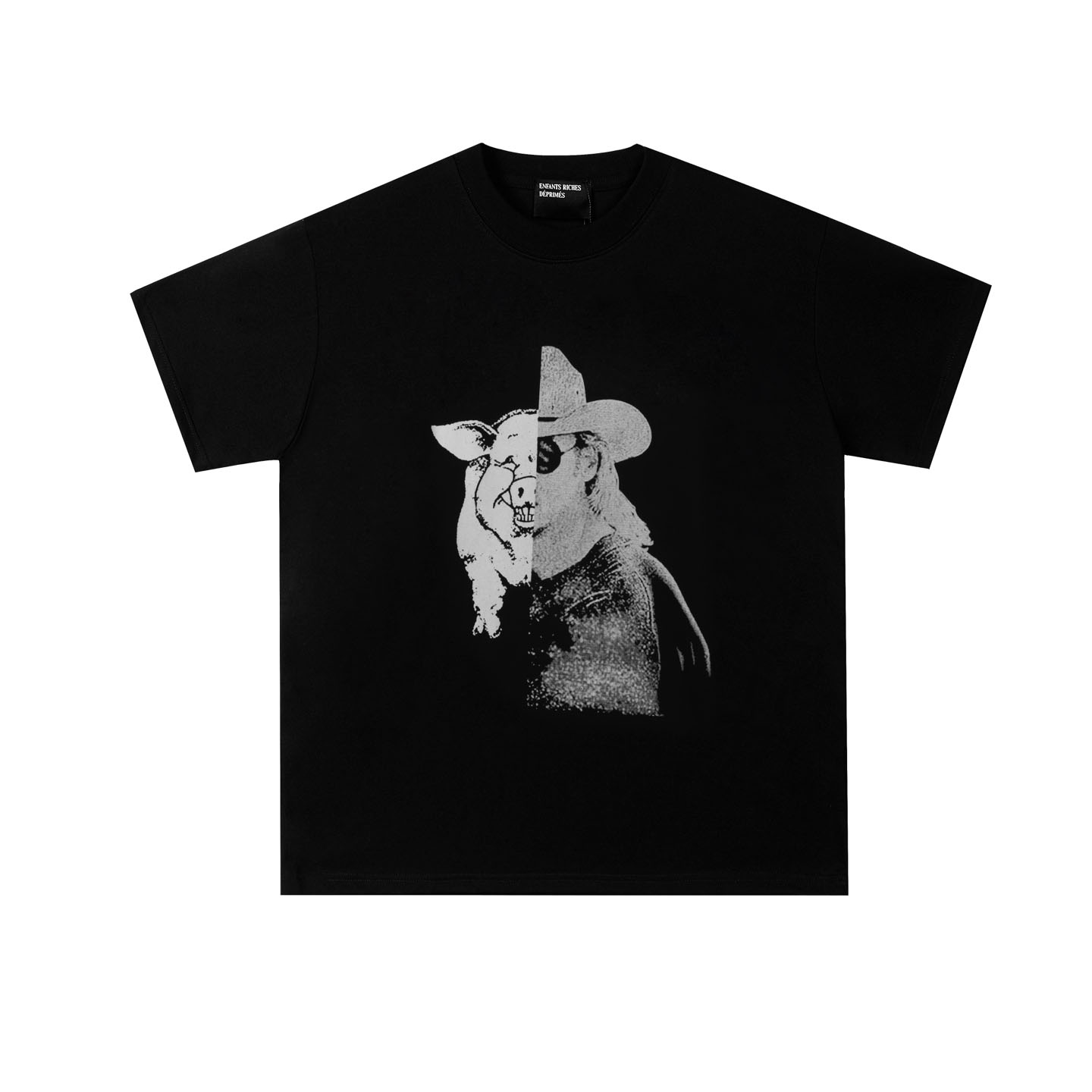 Enfants Riches Déprimés E.R.D Human & Pig Print Short Sleeves Tee - DesignerGu