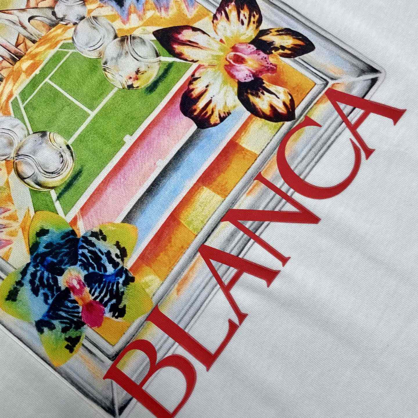 Casablanca White Tennis Landscape Short Sleeve T‑Shirt C1152 - DesignerGu