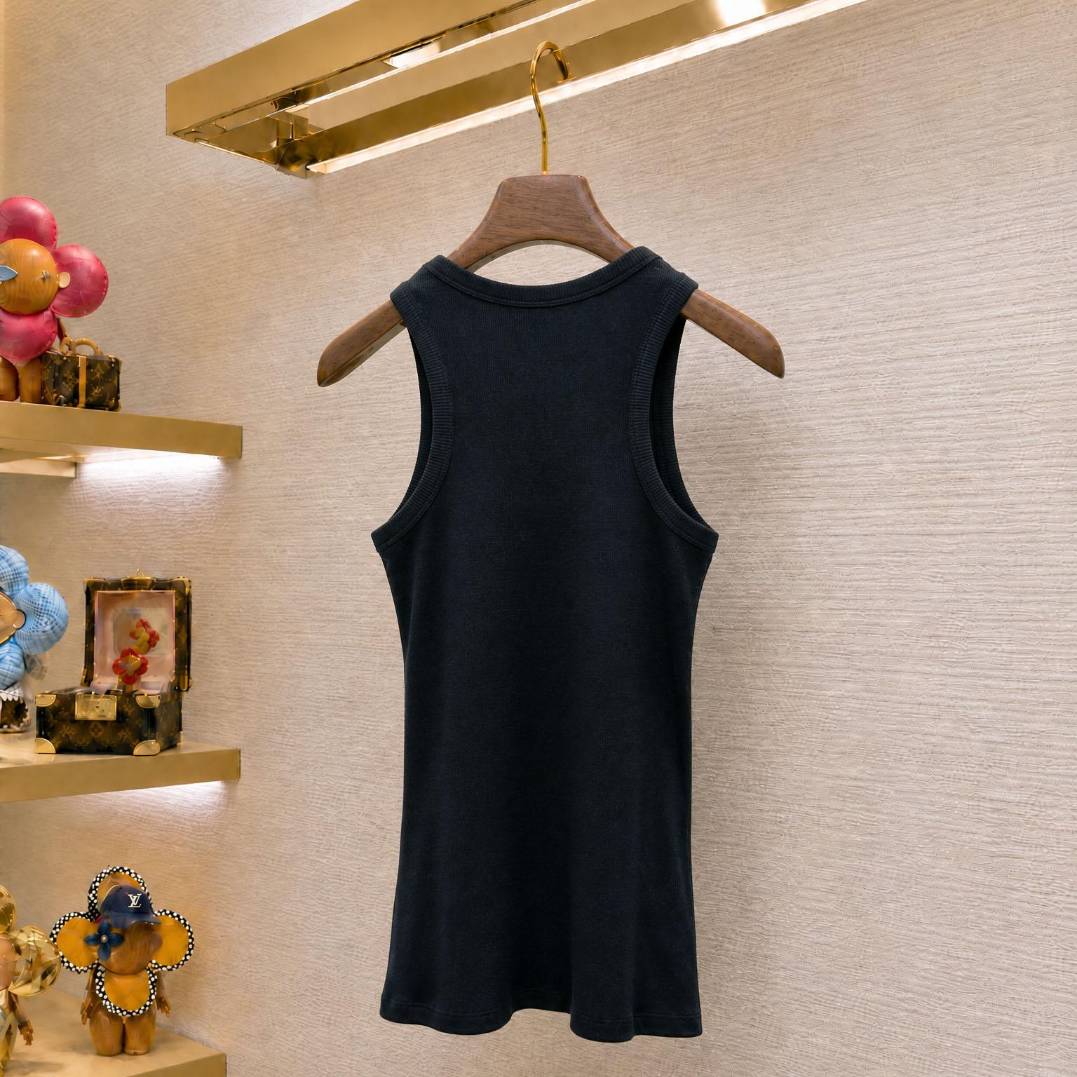 Celine Tank Top In Ribbed Cotton Silk - DesignerGu
