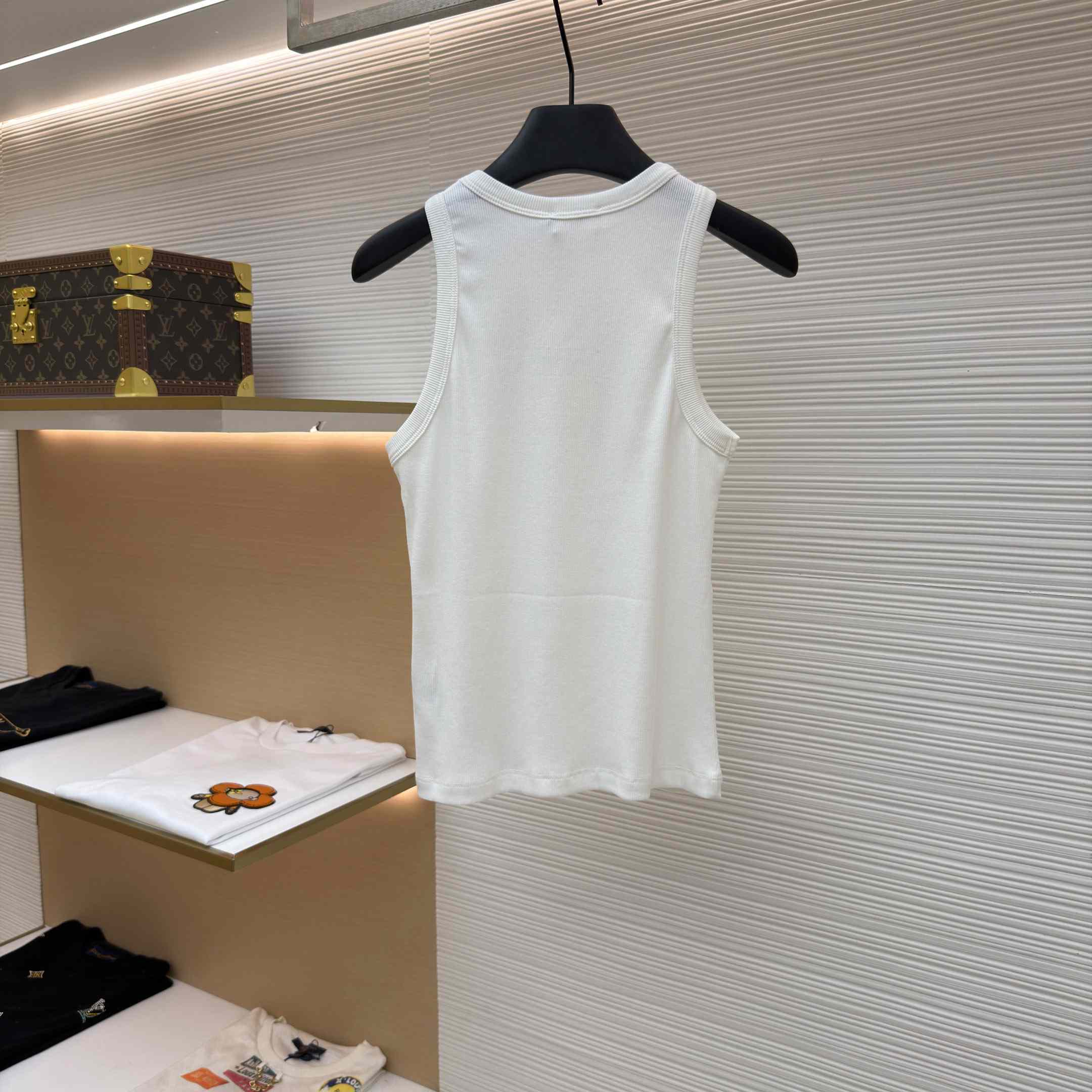 Celine Triomphe Tank Top In Ribbed Cotton - DesignerGu