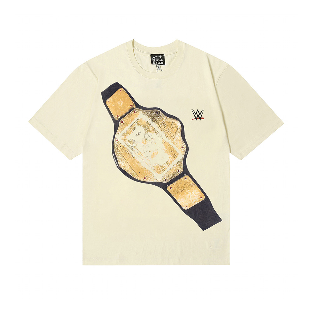 Hellstar x WWE P2P Heavyweight Championship T-Shirt 'White' - DesignerGu