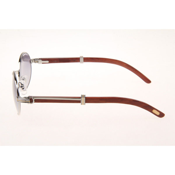 Cartier CT 7550178 Wood Sunglasses In Silver Grey - DesignerGu