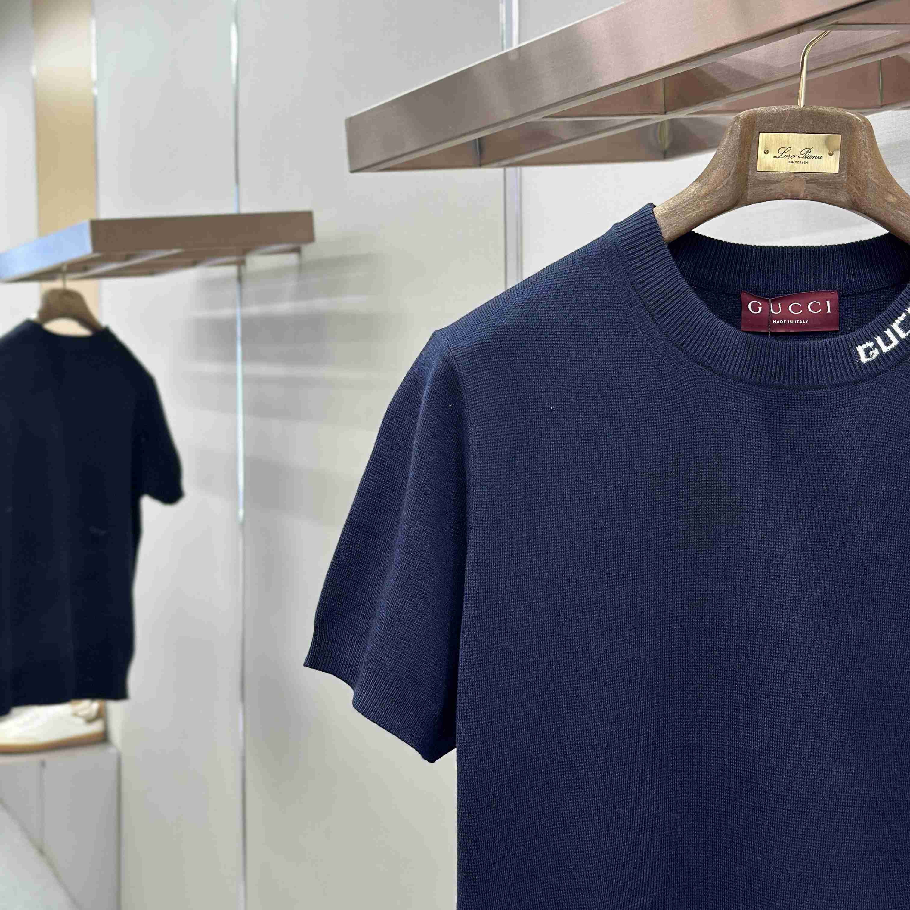 Gucci Silk Cotton Knit T-shirt With Intarsia - DesignerGu
