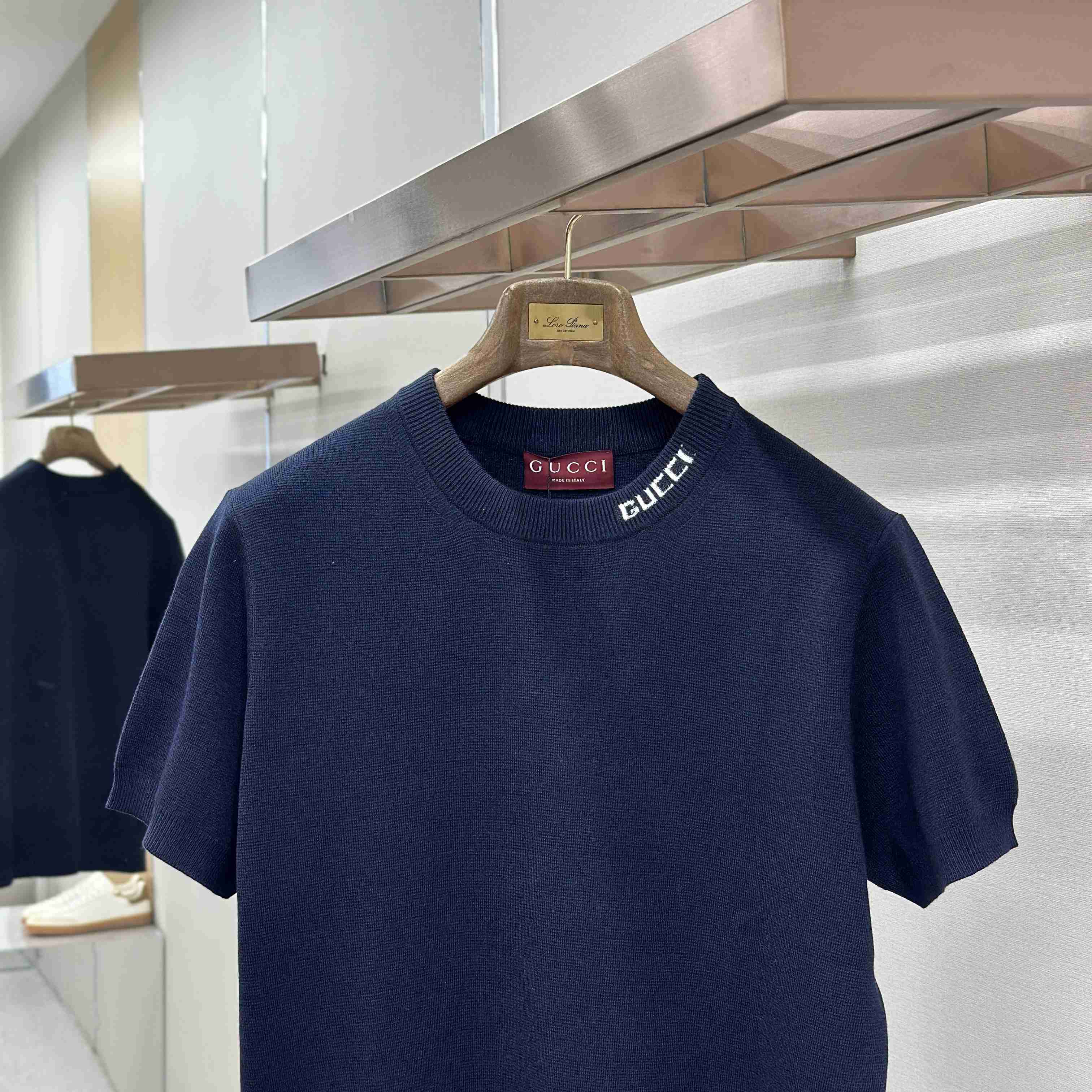 Gucci Silk Cotton Knit T-shirt With Intarsia - DesignerGu