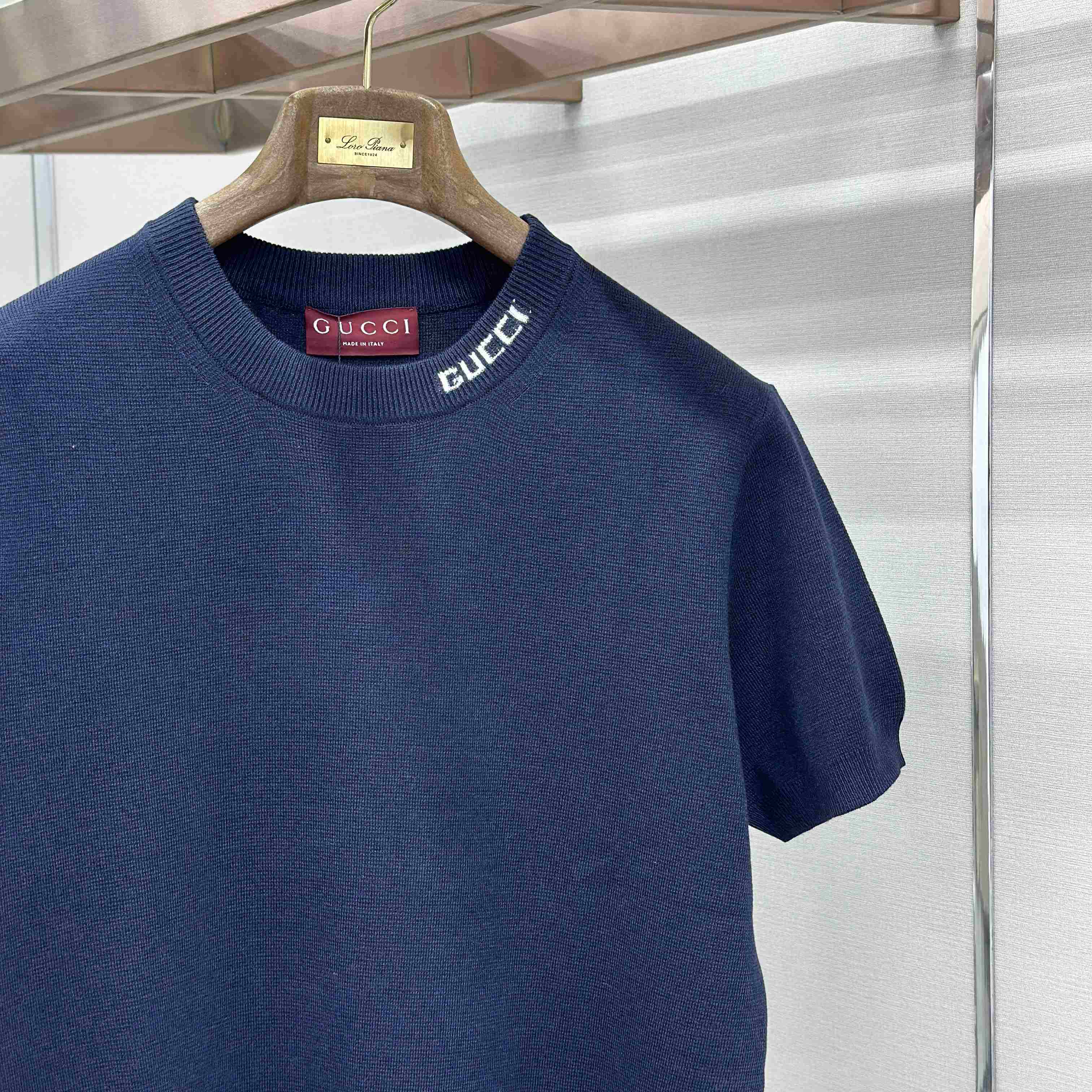 Gucci Silk Cotton Knit T-shirt With Intarsia - DesignerGu