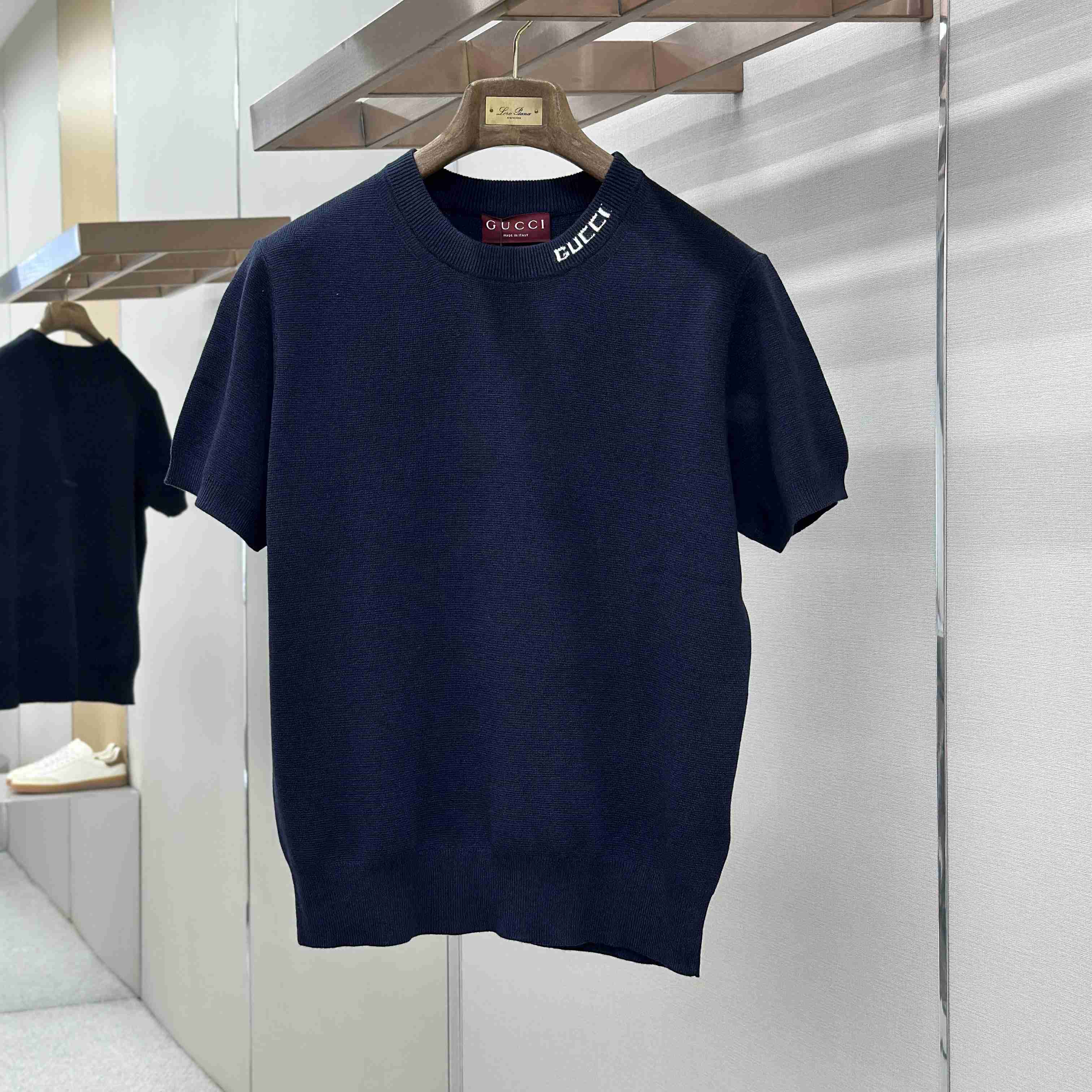 Gucci Silk Cotton Knit T-shirt With Intarsia - DesignerGu