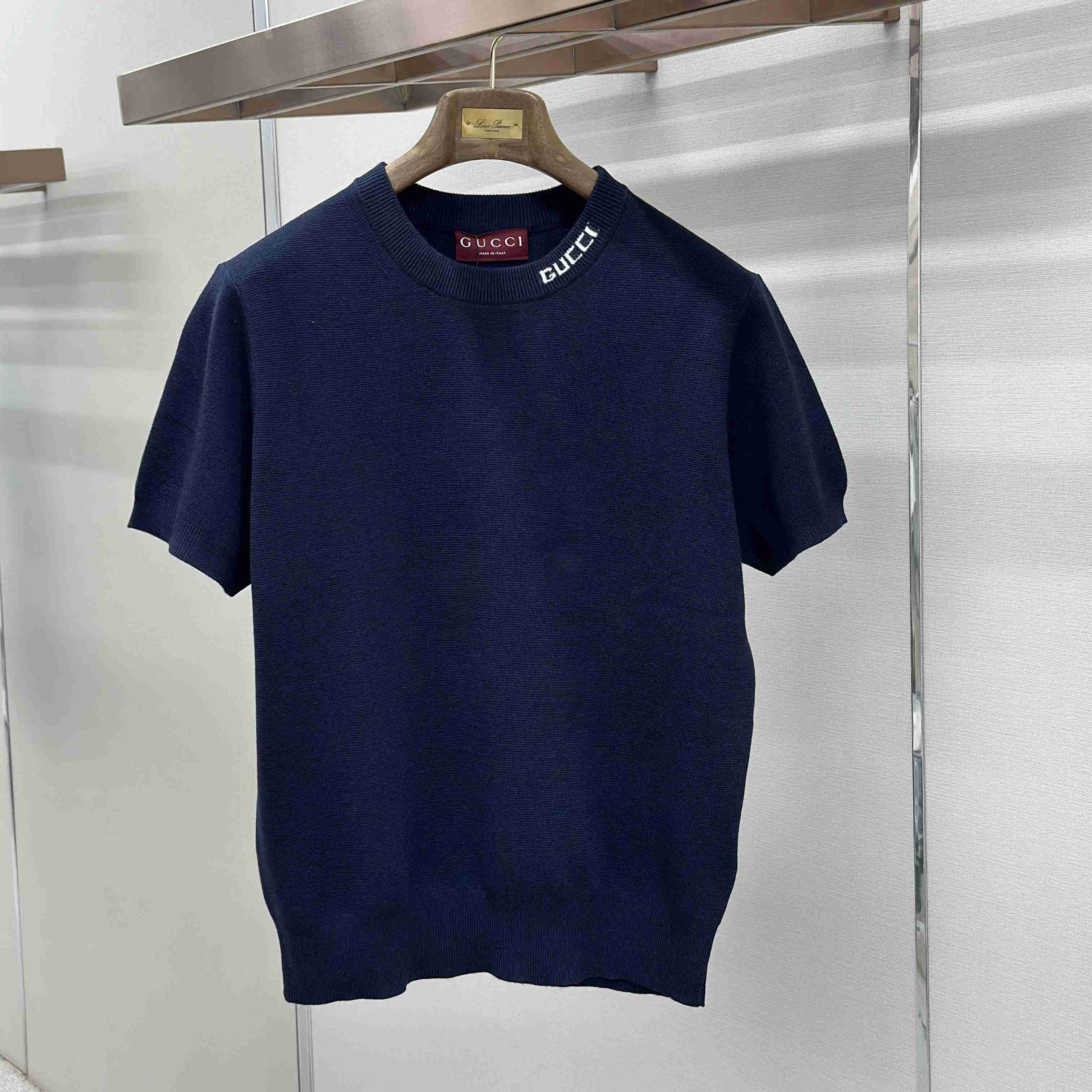 Gucci Silk Cotton Knit T-shirt With Intarsia - DesignerGu