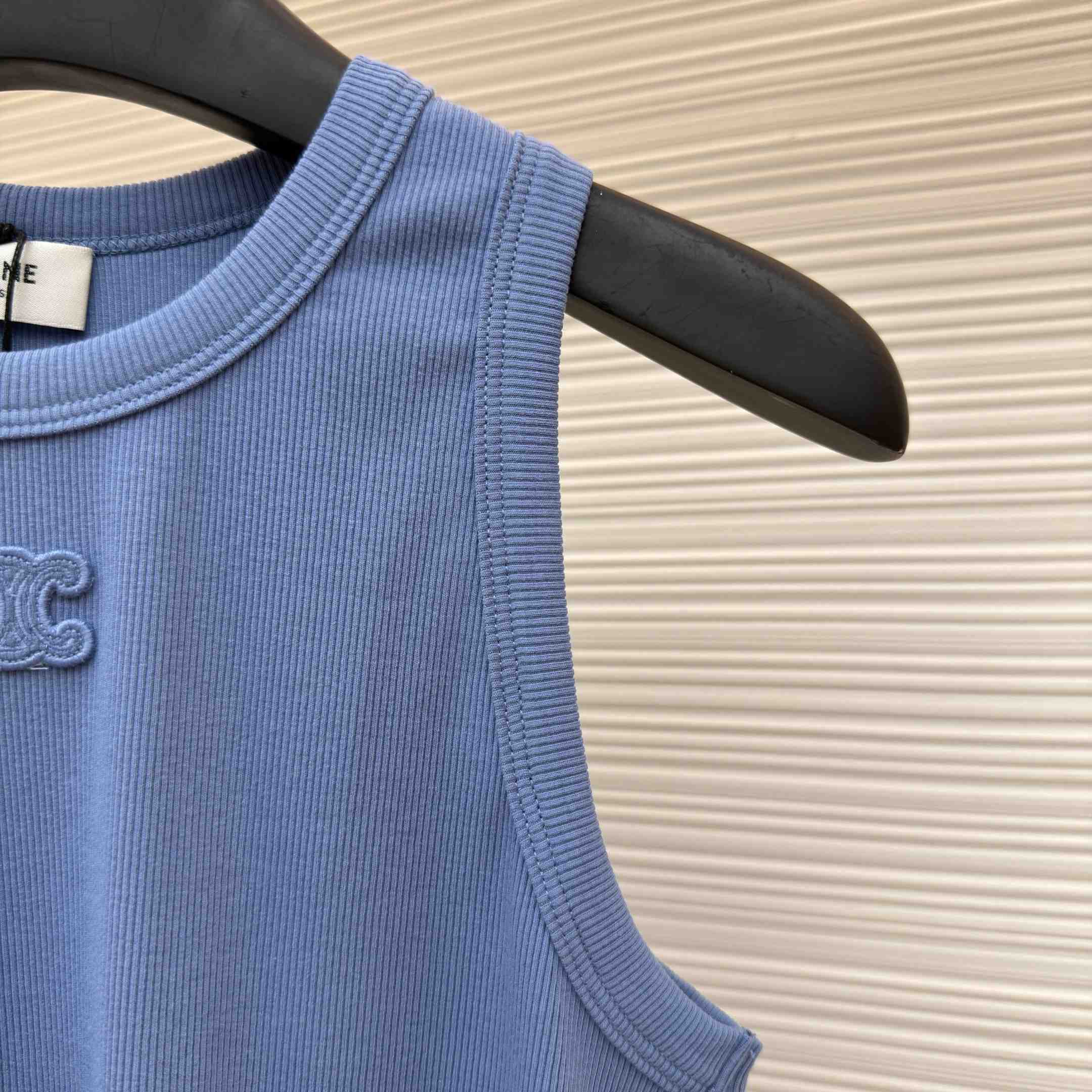 Celine Triomphe Tank Top In Ribbed Cotton - DesignerGu