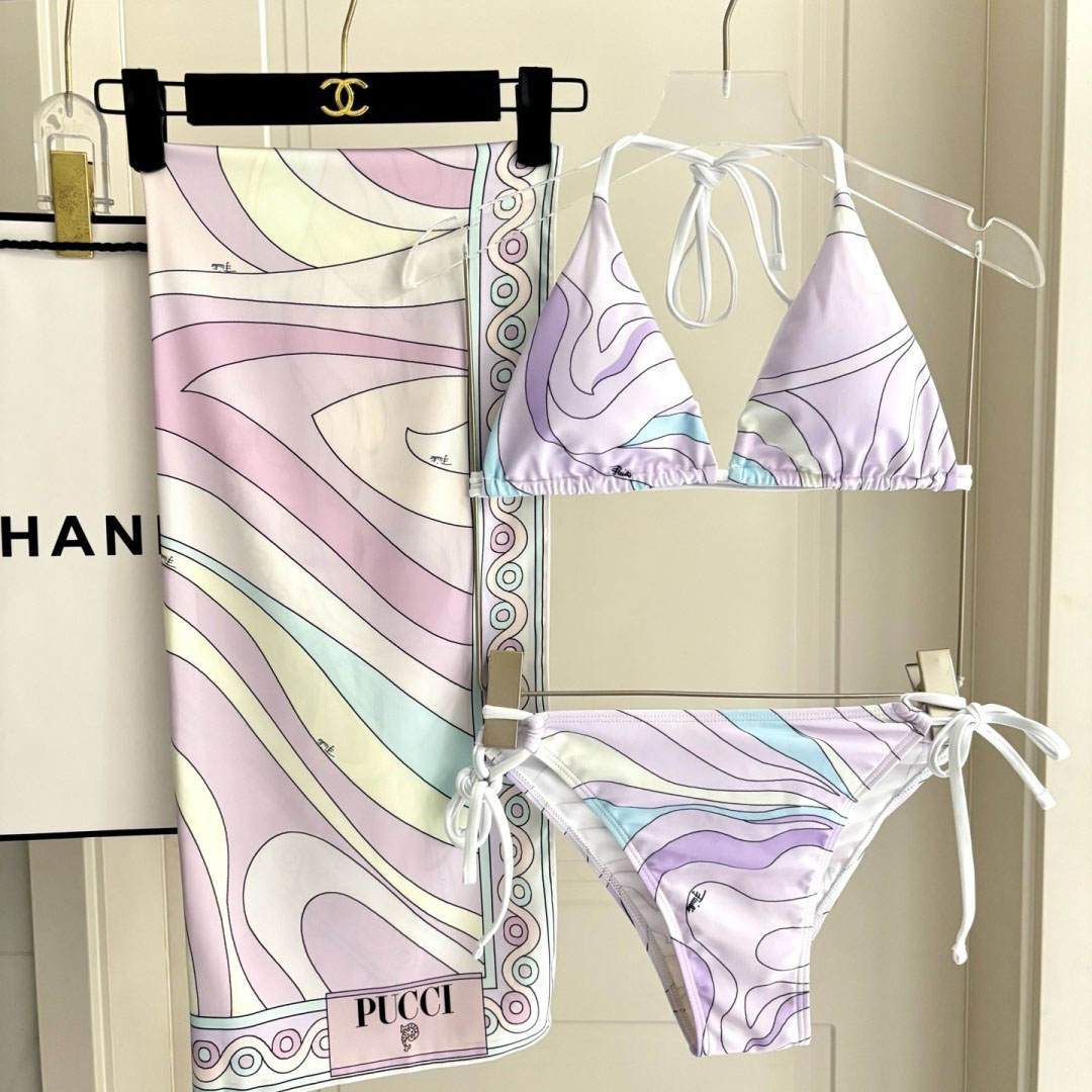 Pucci Iride-Print Bikini Top And Bikini Briefs - DesignerGu