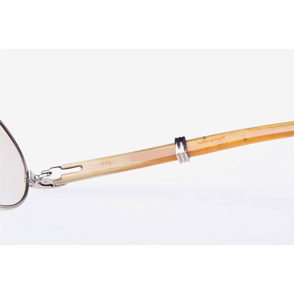 Cartier CT 7550178 White Buffalo Sunglasses In Silver Brown - DesignerGu