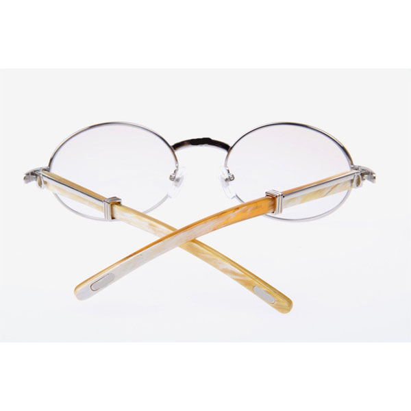 Cartier CT 7550178 White Buffalo Sunglasses In Silver Brown - DesignerGu