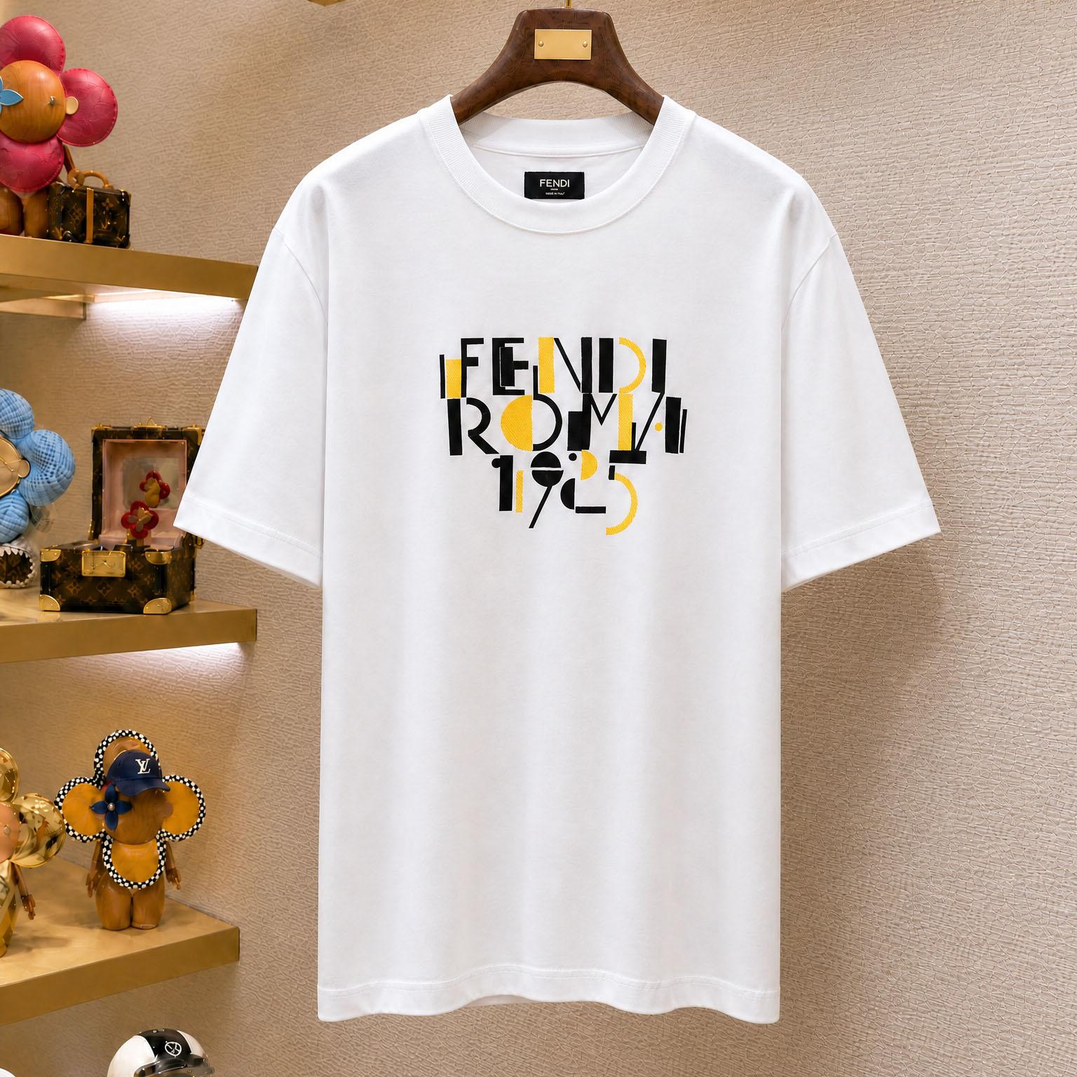 Fendi  White Cotton T-shirt - DesignerGu
