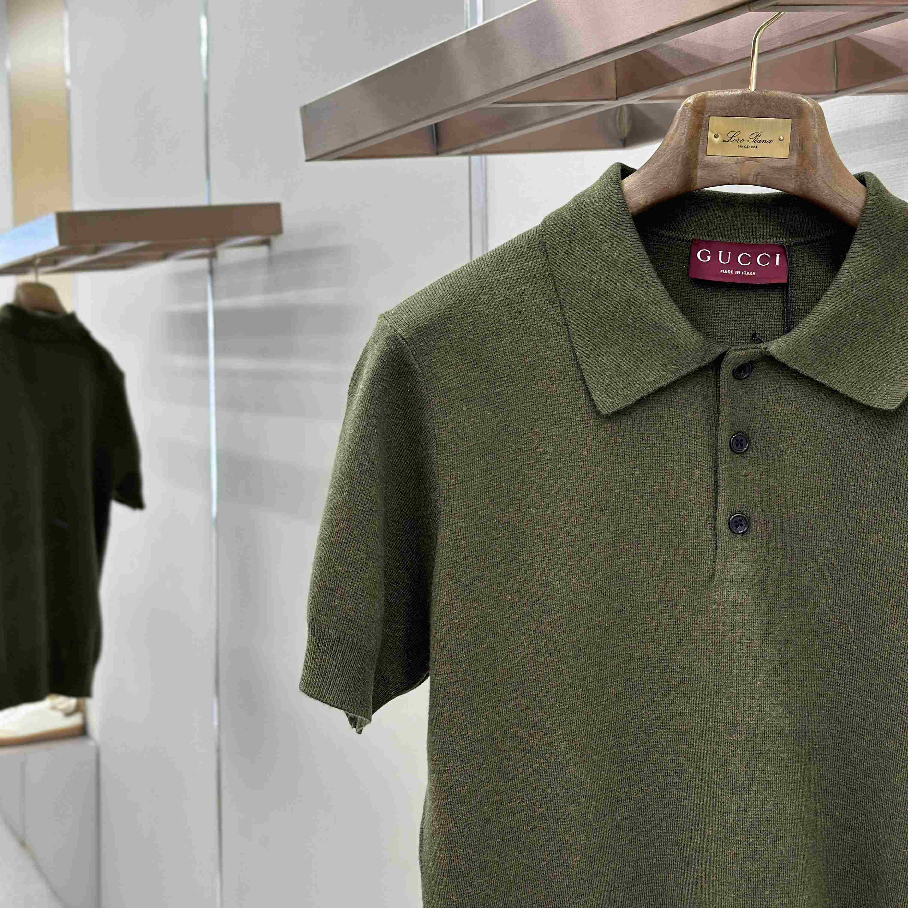 Gucci Silk Cotton Knit Polo Shirt - DesignerGu