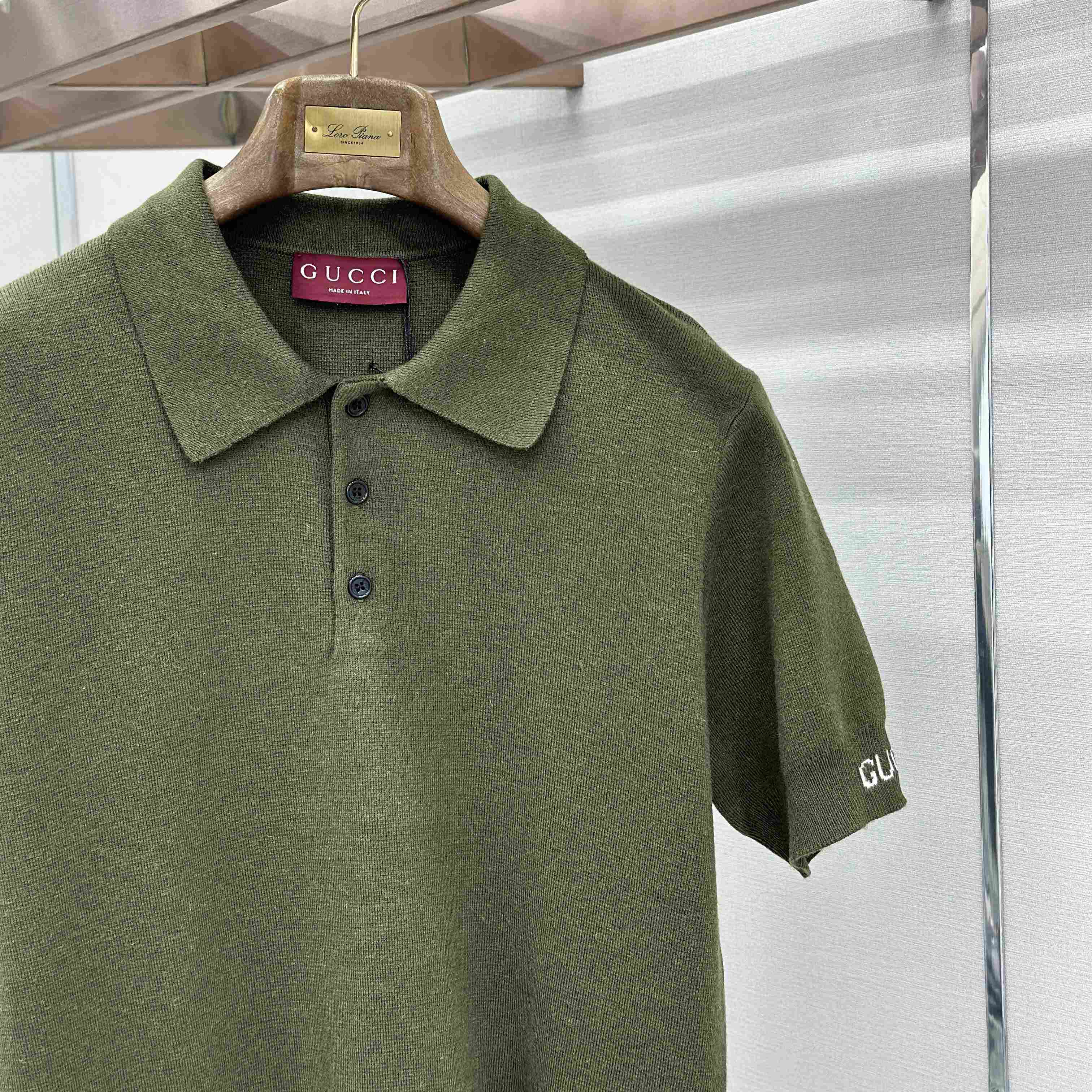 Gucci Silk Cotton Knit Polo Shirt - DesignerGu