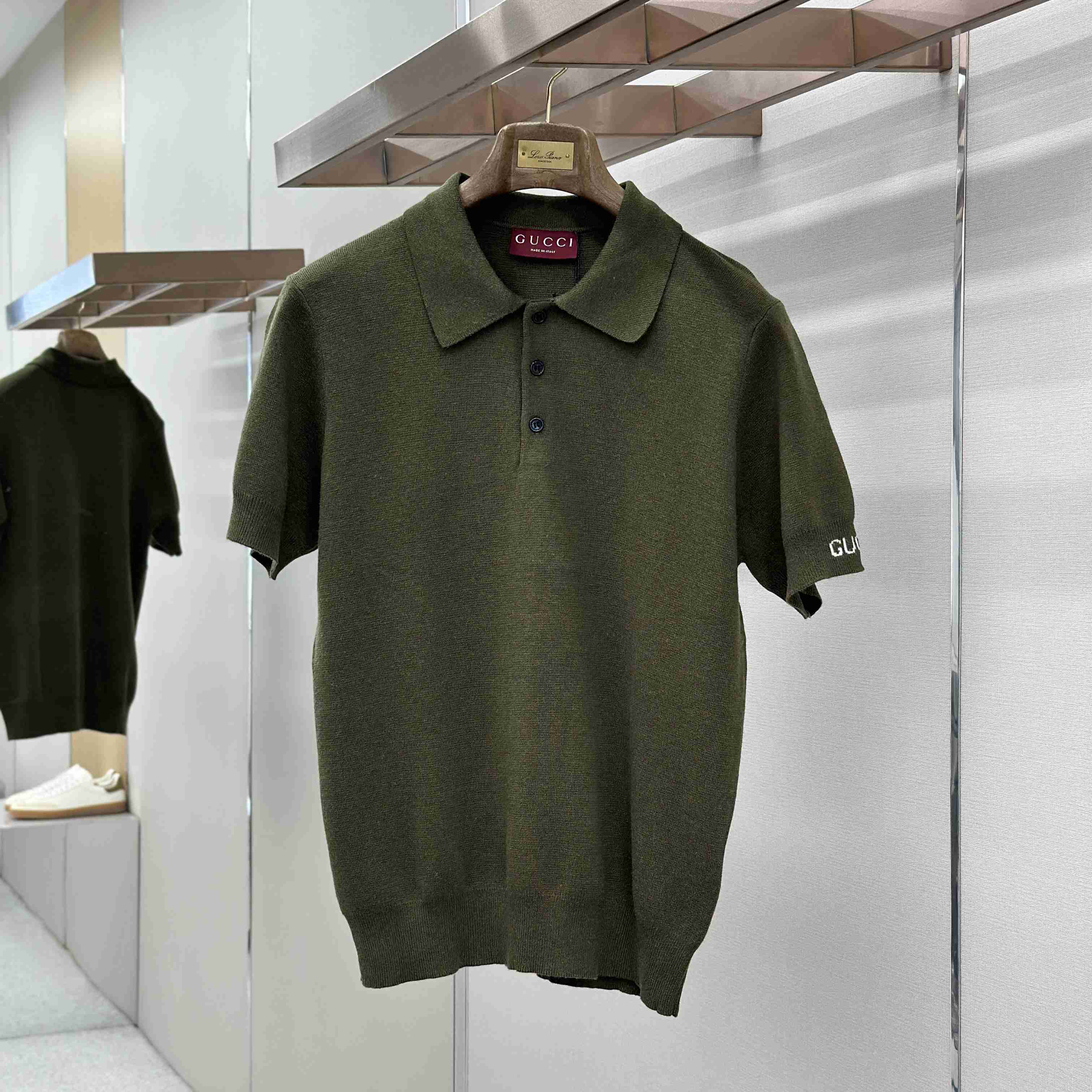 Gucci Silk Cotton Knit Polo Shirt - DesignerGu