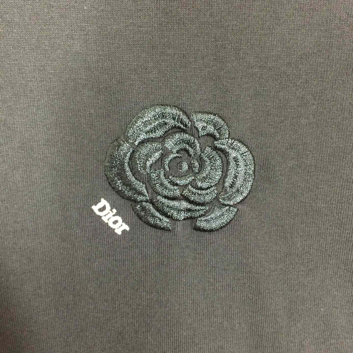 Dior Logo Embroidered Rose  T-shirt - DesignerGu