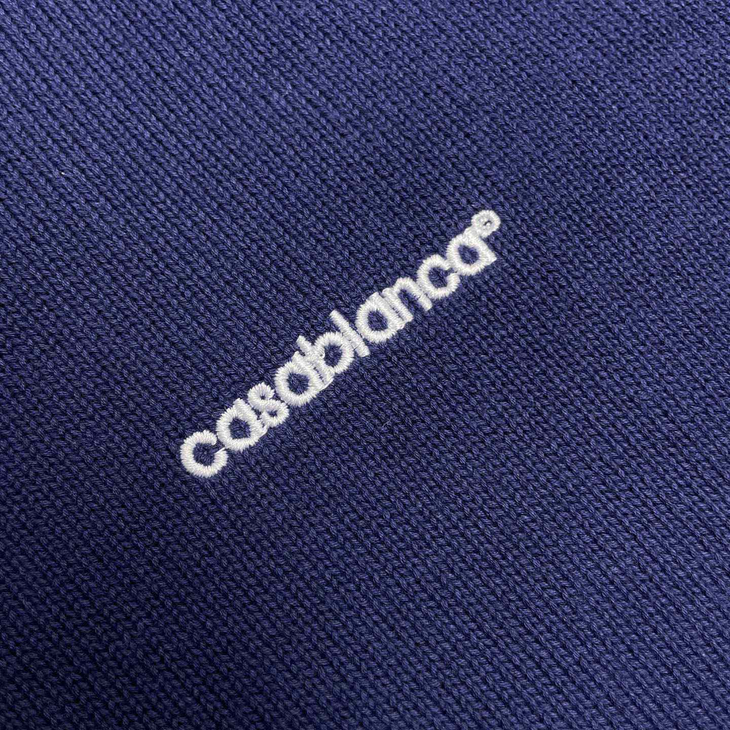 Casablanca Navy Merino Short Sleeve Polo Shirt D0205 - DesignerGu